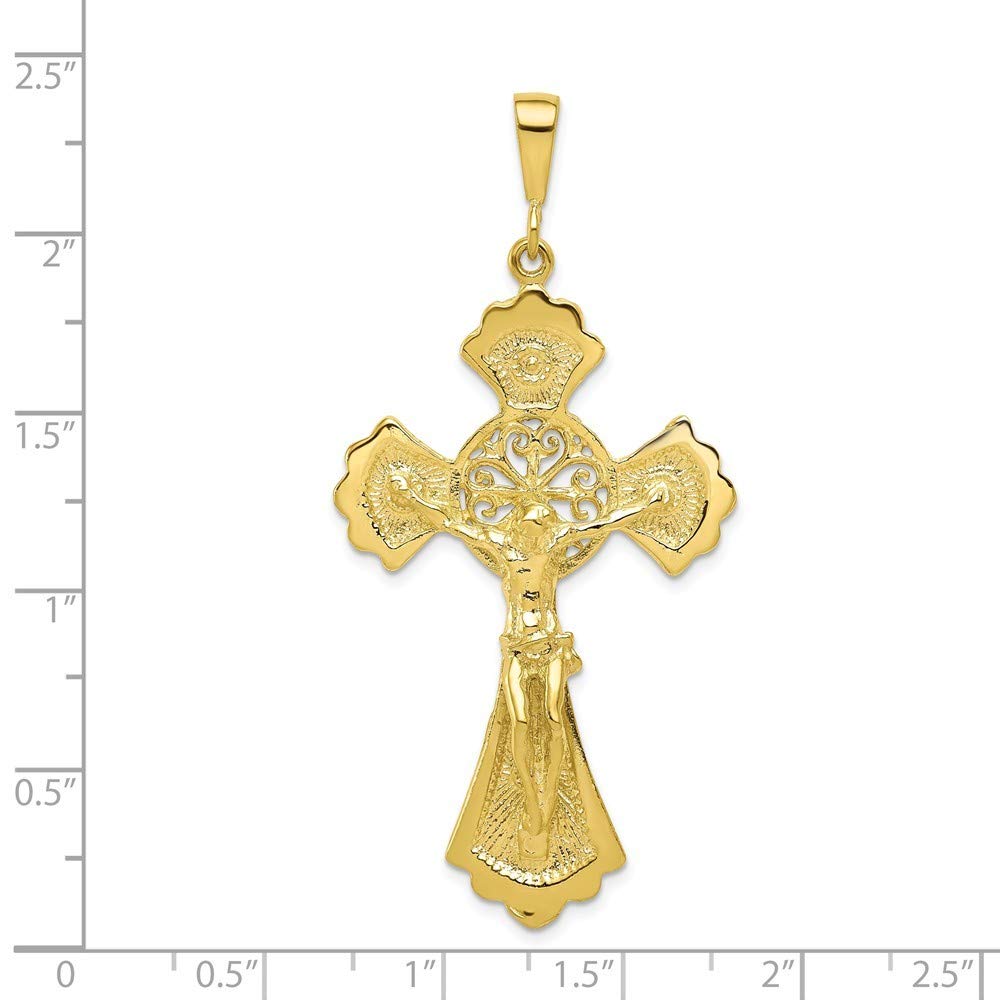 10K Yellow Gold Crucifix Charm Pendant - Roy Rose Jewelry for Women & Men - Perfect for Gifts, Religious Occasions & Everyday Wear