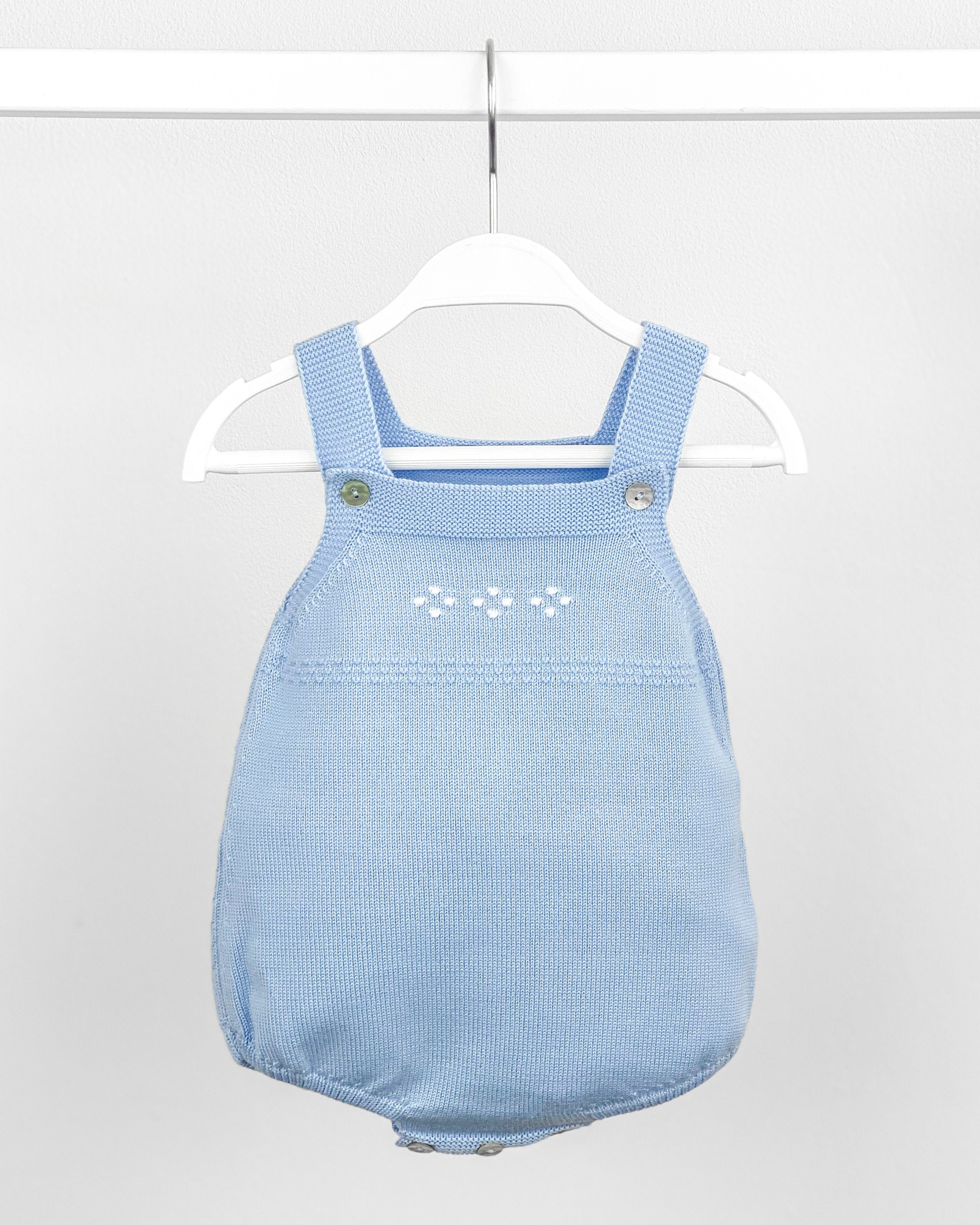 Classic Knitted Dungaree Romper for Women - Soft Sky Blue Baby Blue Jumpsuit - Perfect for Casual Outings, Weekend Brunch & Maternity Wear