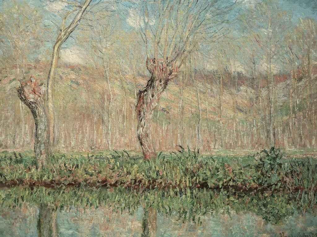Claude Monet Spring by the River Landscape Painting - Impressionist Art Poster, Canvas Wall Art, French Decor (24x16) - Perfect for Living Room, Bedroom & Office Decor