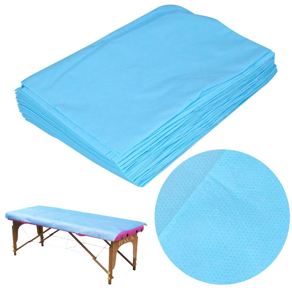 Disposable Non-Woven Bed Sheets 10Pcs 80x180cm - Blue Waterproof Table Covers for Beauty Salon, Massage, Tattoo, Hotels & Mattress Protection | Ideal for Spa, Clinic & Home Use