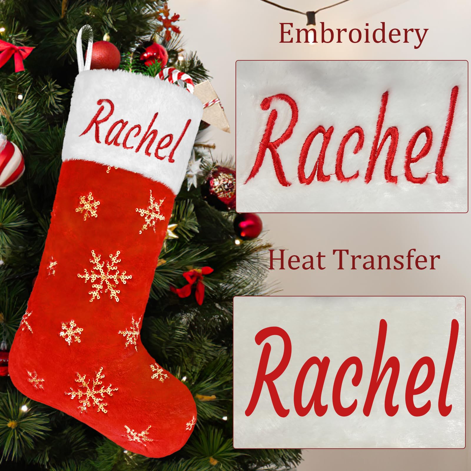 Custom Personalized Red Faux Fur Christmas Stocking - Large 22
