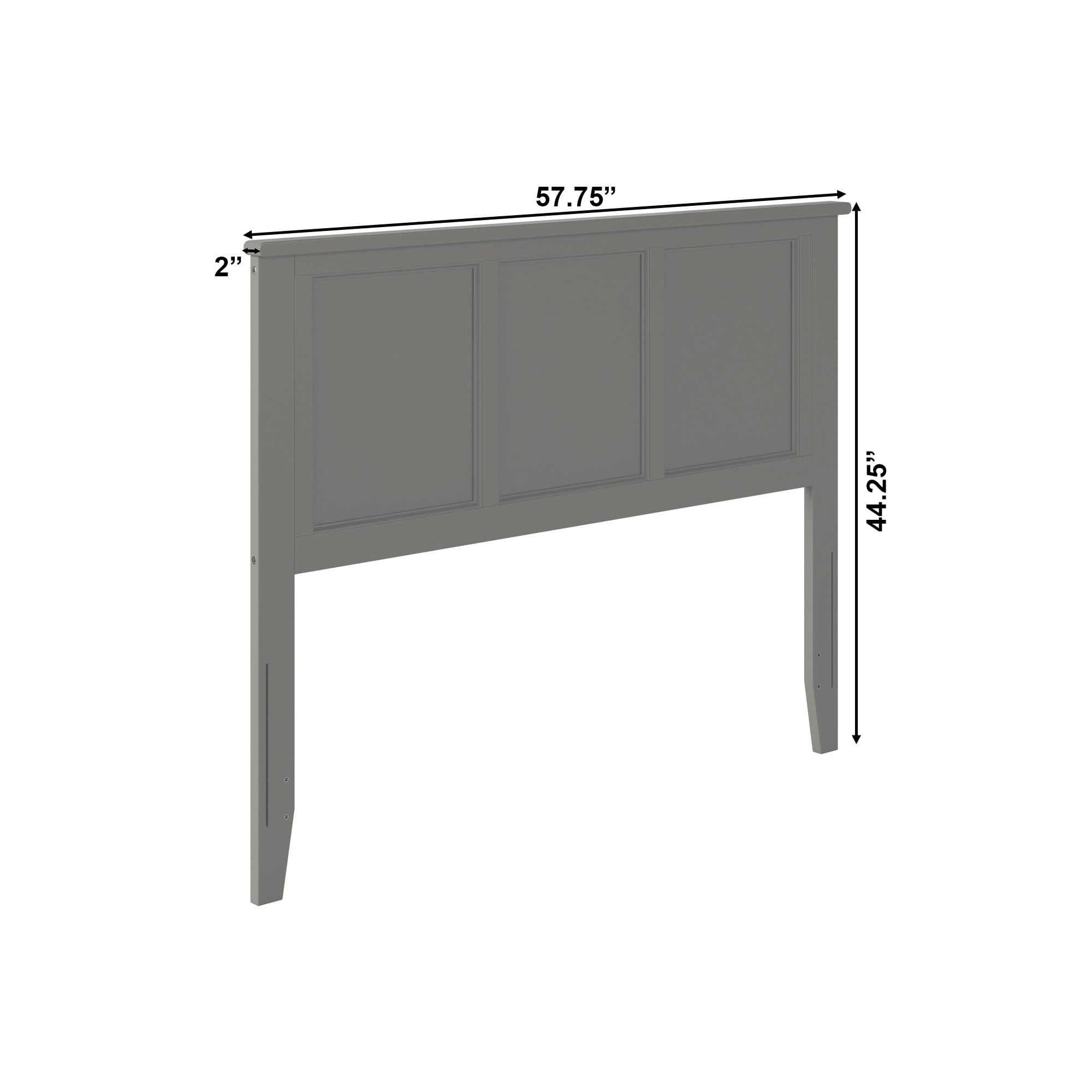 AFI Madison Solid Wood Panel Headboard with USB Charging Port - Grey - Queen/King Size Bed Frame Headboard for Bedroom, Guest Room, or Master Suite
