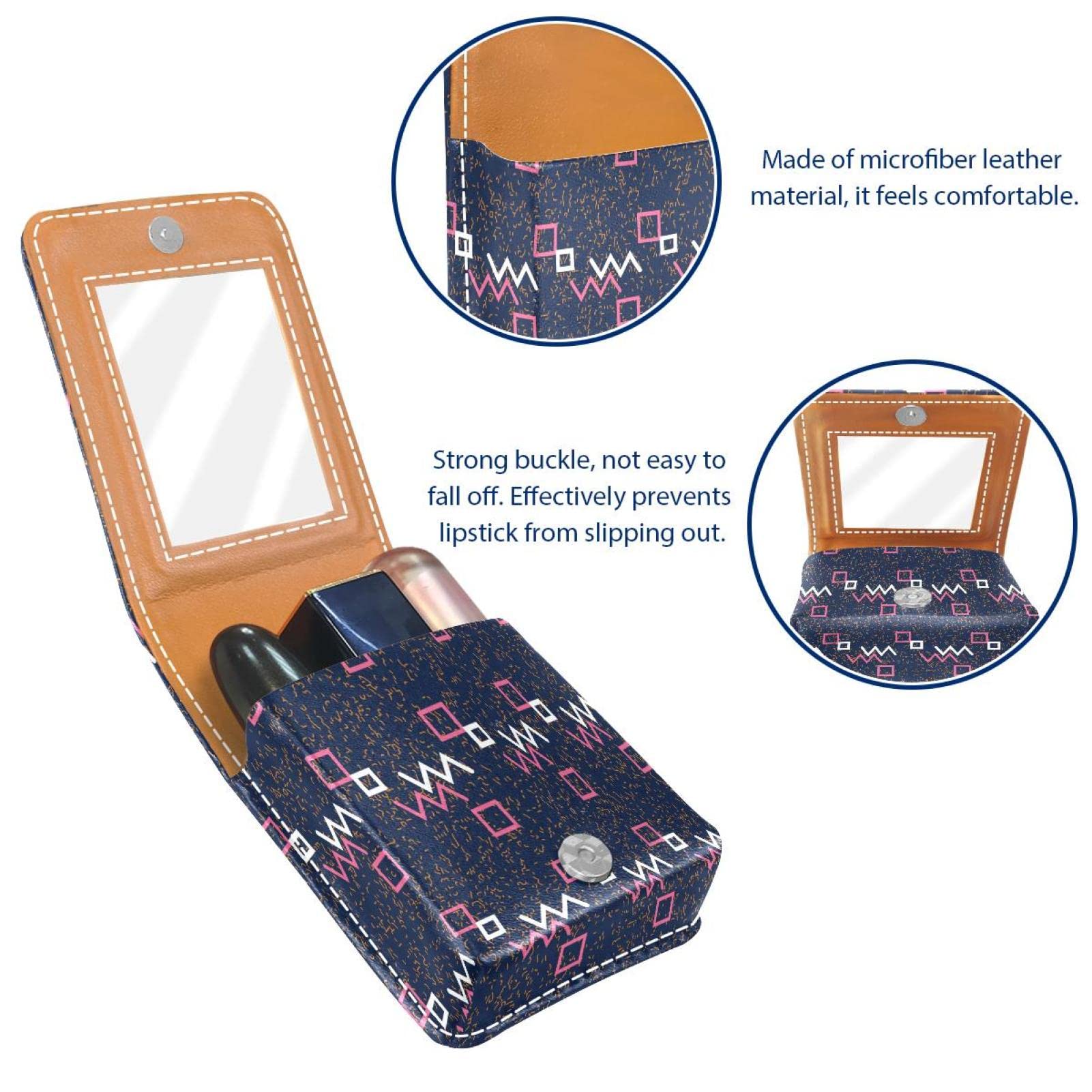 Personalized Lipstick Case - Portable Makeup Bag & Cosmetic Pouch Organizer with Abstract Geometric Pattern - Perfect for Travel, Home Storage & Gift Giving