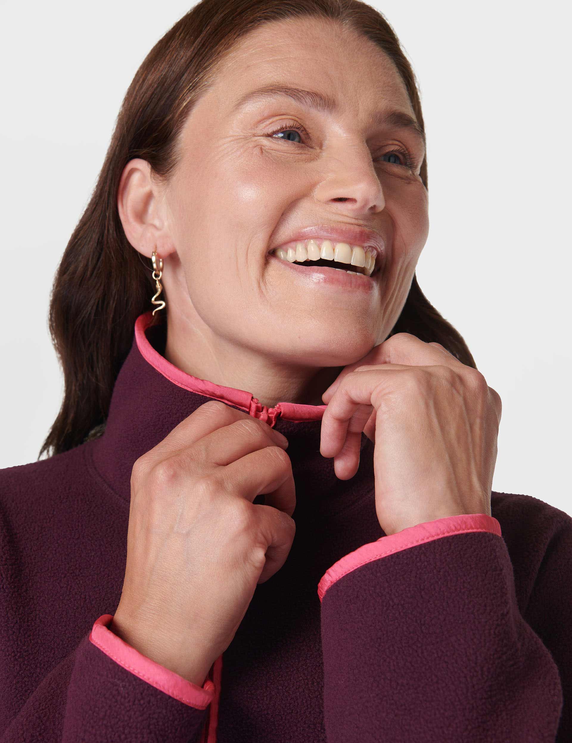 Women's Mallow Half Zip Pullover Sweatshirt - Soft Fleece Hoodie in Midnight Cherry Purple | Cozy Loungewear for Fall & Winter