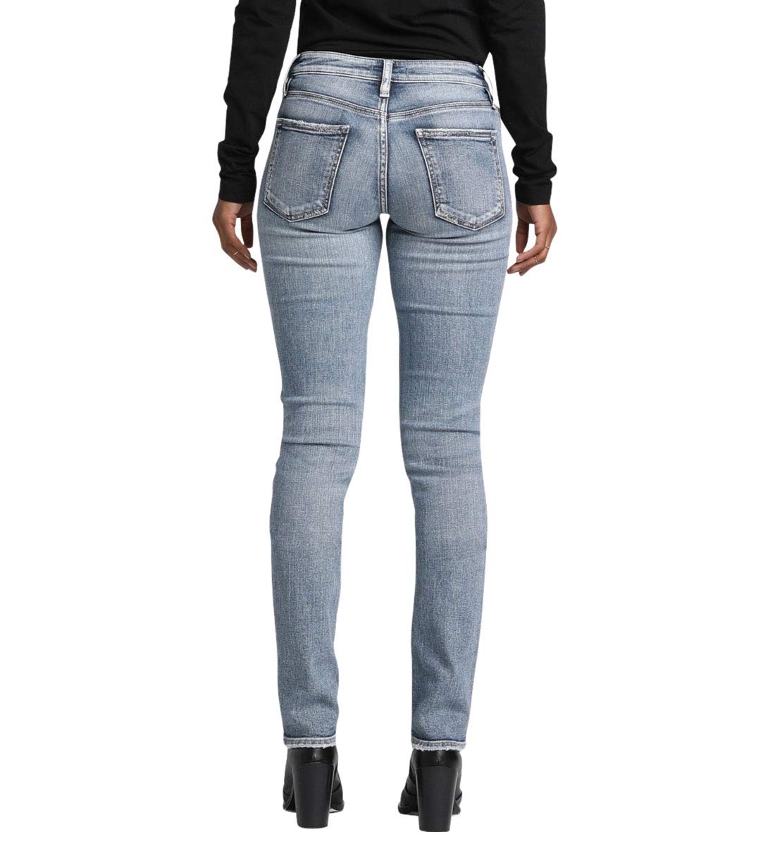 Silver Jeans Co. Women's Suki Mid Rise Curvy Fit Straight Leg Jeans - Comfortable & Stylish Denim for Casual Wear, Office & Everyday Outfits