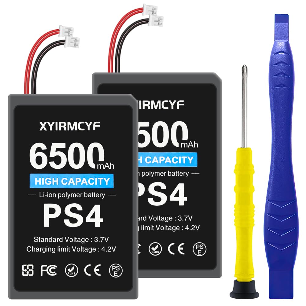 2PCS PS4/LIP1522 Battery (2024 New Upgrade) - 6500mAh High Capacity Rechargeable Battery for PlayStation 4, PS4 Pro DualShock 4 Controllers (CUH-ZCT1E/CUH-ZCT1H/CUH-ZCT1U) - Perfect for Gaming Marathons & Extended Play Sessions