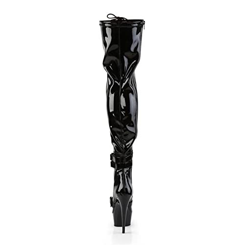 LEBE 15cm High Heel Round Toe Over The Knee Boots for Women - Stiletto Banquet Fashion Boots with Super High Heel (Black, Size 44) | Perfect for Evening Parties, Nightclubs, and Special Occasions
