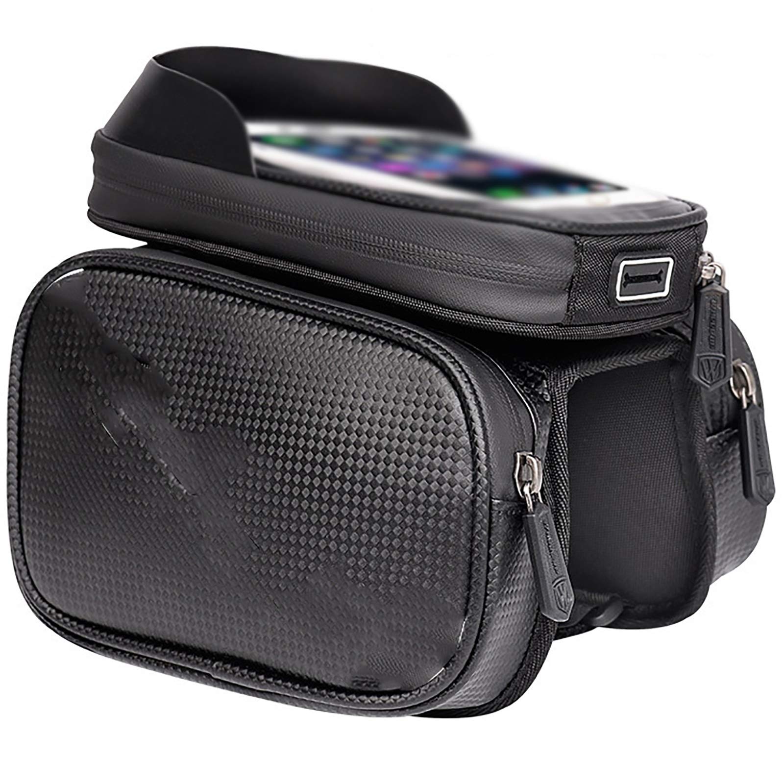 Universal Waterproof Bike Phone Holder - Mountain Bicycle Top Tube Frame Bag for iPhone & Android (18.5x10.5x12cm, Black) | Perfect for Cycling, Commuting & Outdoor Adventures