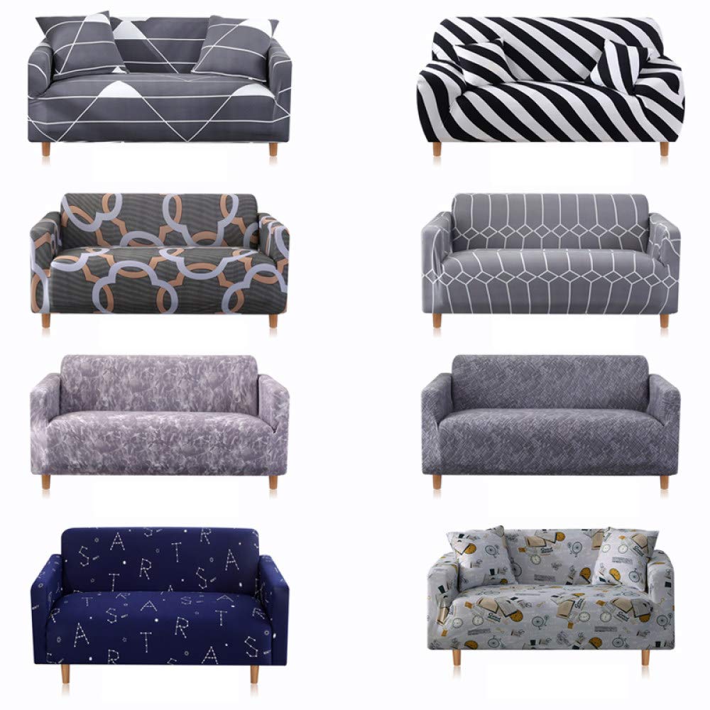 Elastic Stretch Sofa Slipcover - Universal L-Shaped Sectional Couch Cover for 1/2/3/4 Seater (190-230cm) - Black & White Stripes - Perfect for Living Room, Family Room & Home Theater