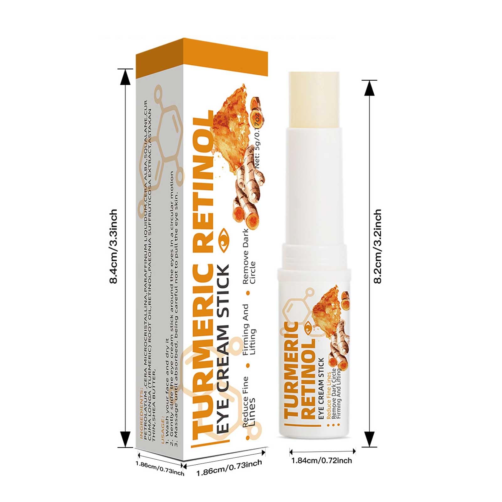 Turmeric Eye Cream Stick for Dark Circles & Puffiness - Anti-Aging Under Eye Serum Treatment (3 Pack) - Reduce Eye Bags & Wrinkles for Day & Night Use