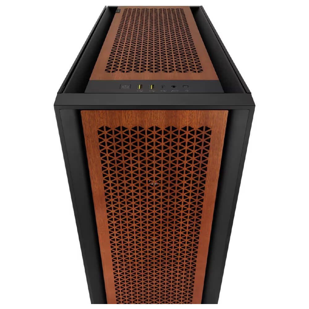 Corsair 5000D Airflow Mid-Tower PC Case with Premium Sapele Wood Front & Top Panels - Perfect for Gaming Rigs & High-Performance Builds