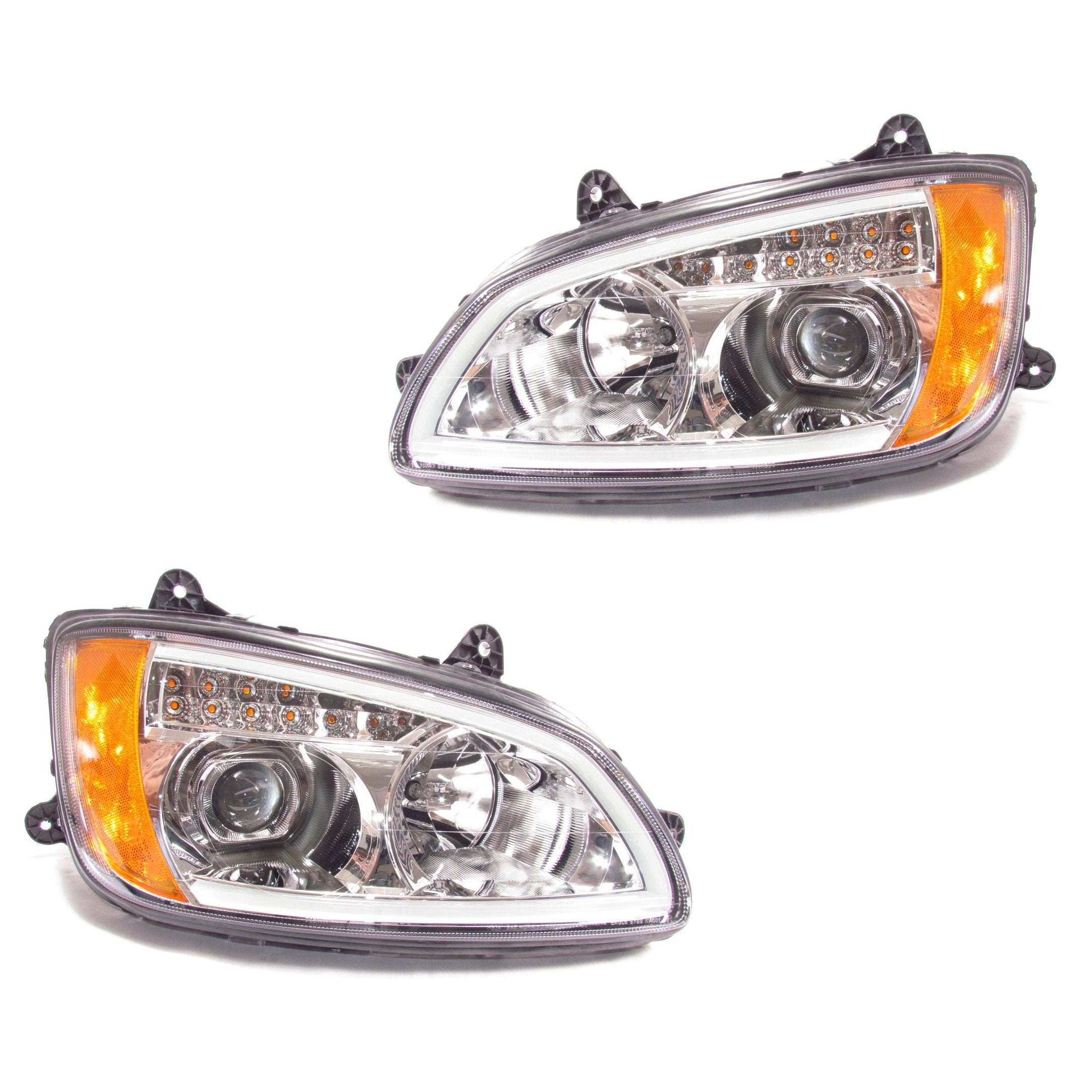 Kenworth T660 Chrome Projector Headlights with LED Light Bar - High-Performance Truck Lighting for Night Driving & Off-Road Adventures