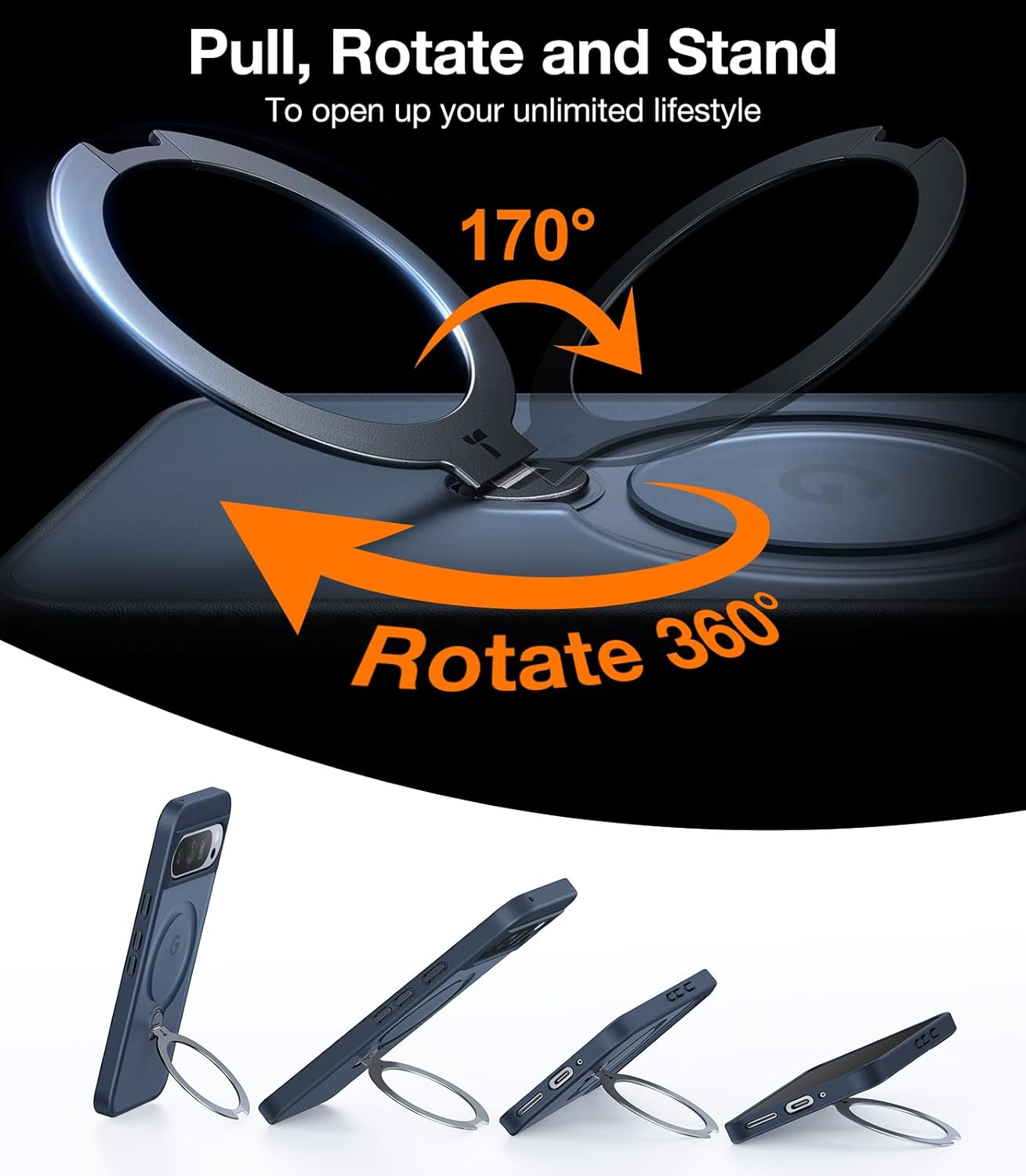 Ostand Q3 360° Rotating Phone Stand Holder for Google Pixel 9 Pro - Perfect for Desk, Bedside & Travel Use with Hands-Free Viewing