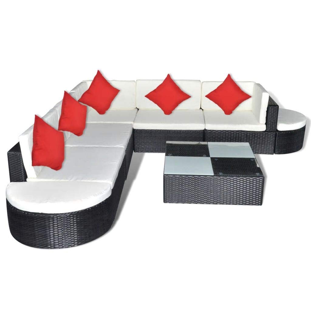 8-Piece Outdoor Patio Furniture Set - All-Weather Poly Rattan Sofa Sectional with Cushions & Coffee Table - Perfect for Backyard, Garden, Poolside & Patio Relaxation