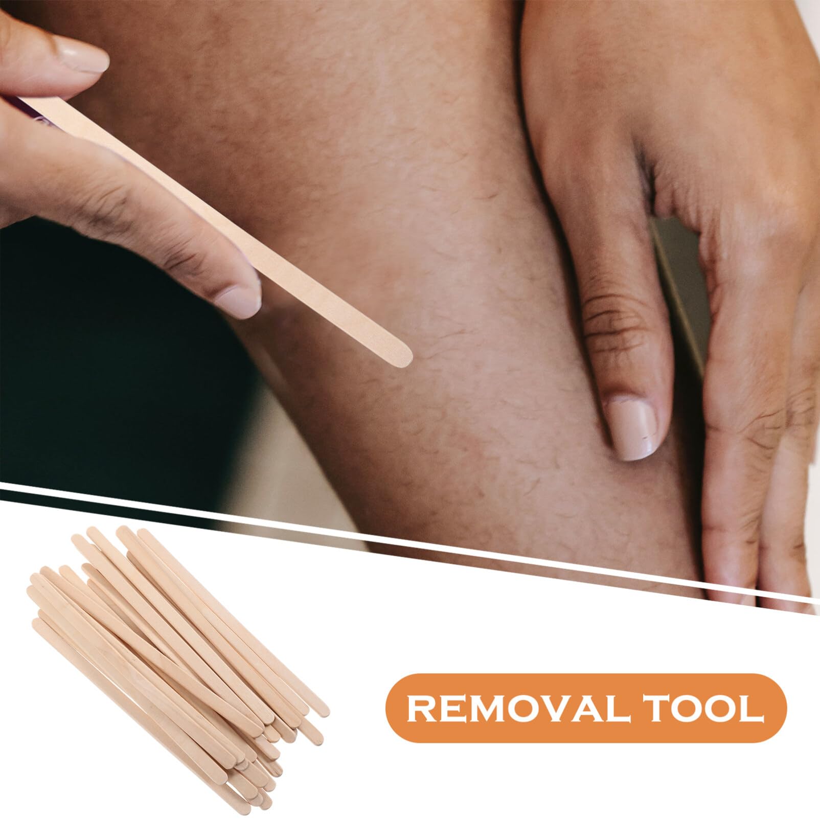 NOLITOY 100pcs Waxing Sticks for Hair Removal - Wooden Applicator Spatulas for Face, Eyebrows, Lips, Nose & Body - Perfect for Salon, Spa & At-Home Waxing