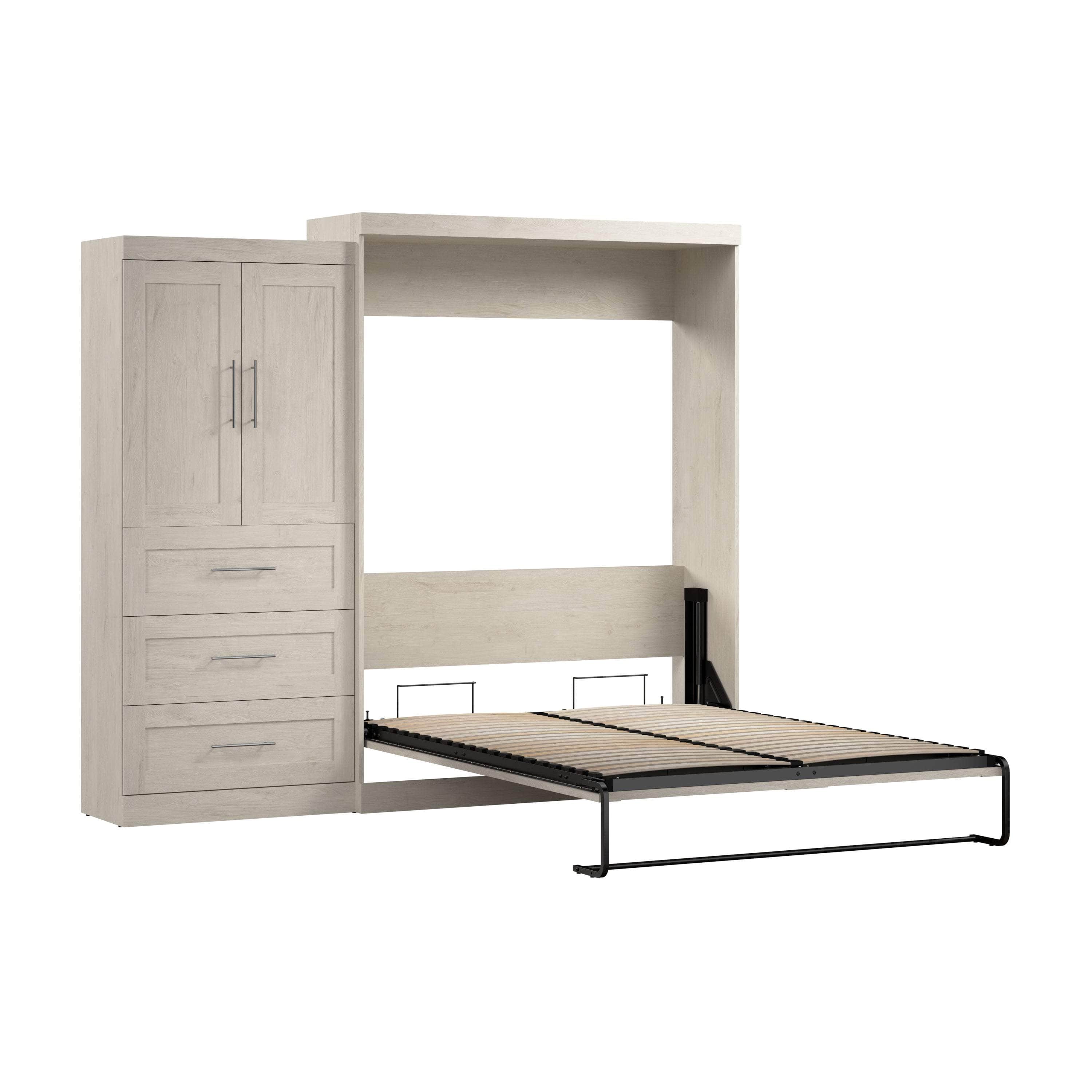 Pur Queen Murphy Wall Bed with Storage Drawers (101 Inch) - 4 Color Options | Space-Saving Wall Bed for Small Apartments, Guest Rooms & Home Offices