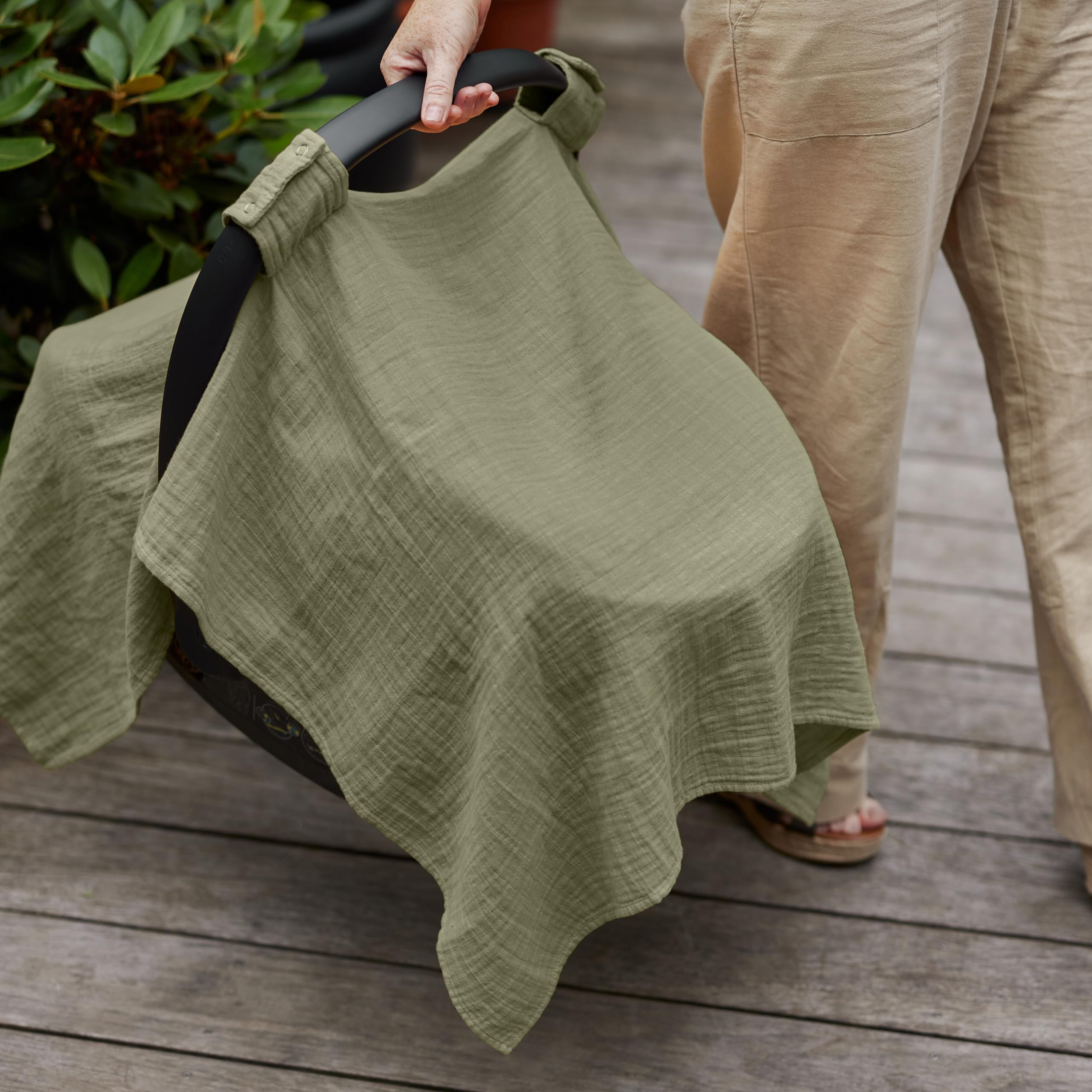 Organic Cotton Baby Car Seat Cover & Canopy - 100% Muslin, 43