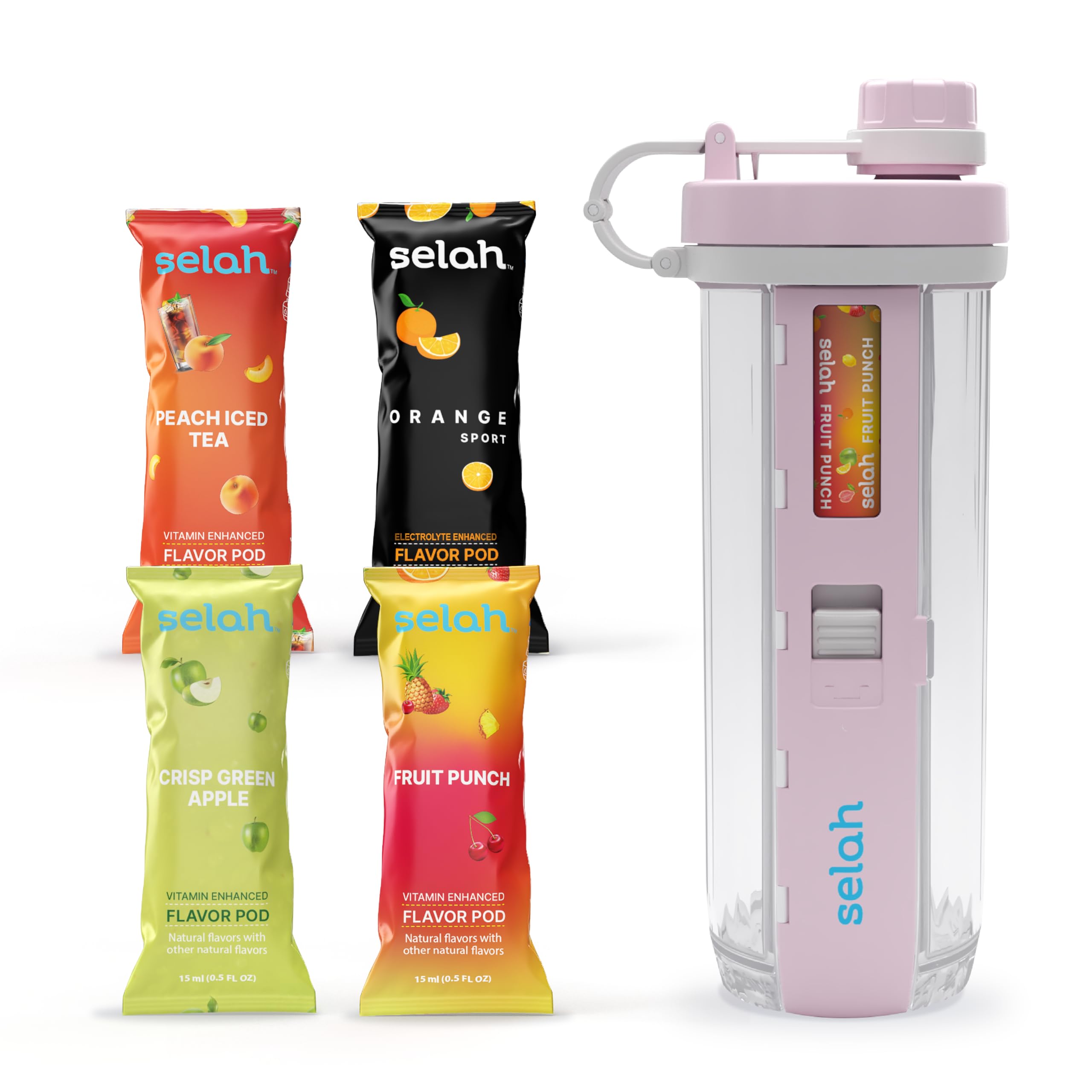 Selah Sugar-Free Vitamin Water Bottle - 20oz with Flavor Pods for Energy & Sports Drinks