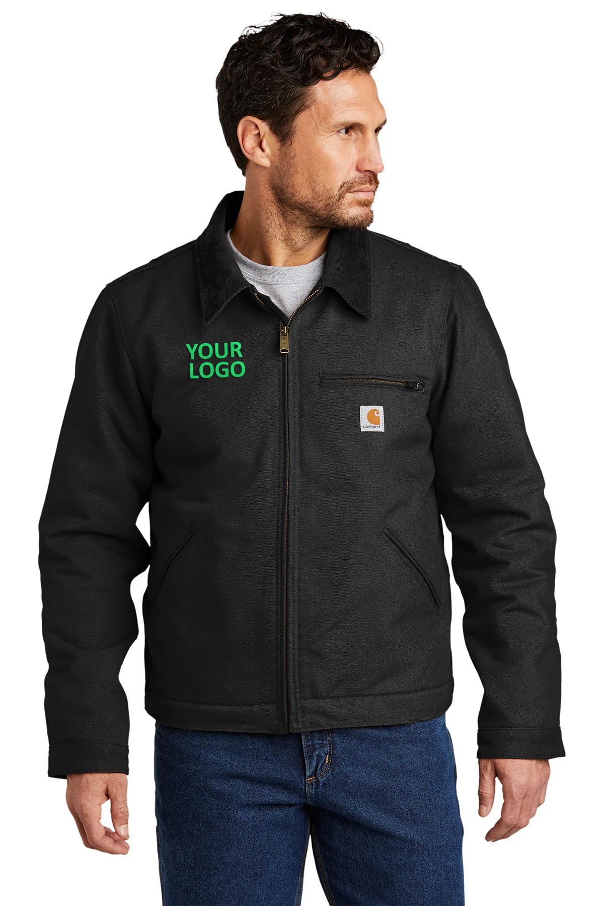 Carhartt Duck Detroit Jacket for Men - Heavy Duty Workwear, Black - Ideal for Construction, Outdoor Work & Cold Weather Protection