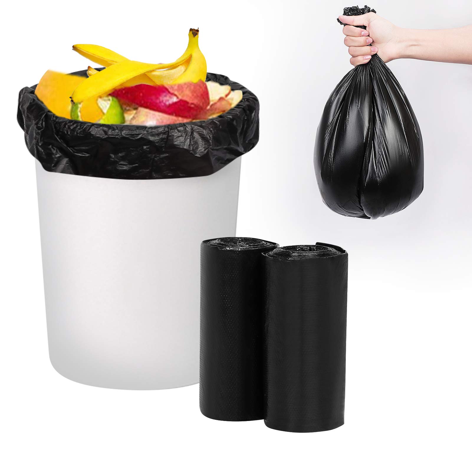 Toplive 4 Gallon Small Trash Bags - Heavy Duty Garbage Bags for Wastebasket & Bin Liners | Perfect for Home, Bathroom, Bedroom, Kitchen & Office Trash Cans | Black Waste Disposal Bags for Daily Use & Cleaning