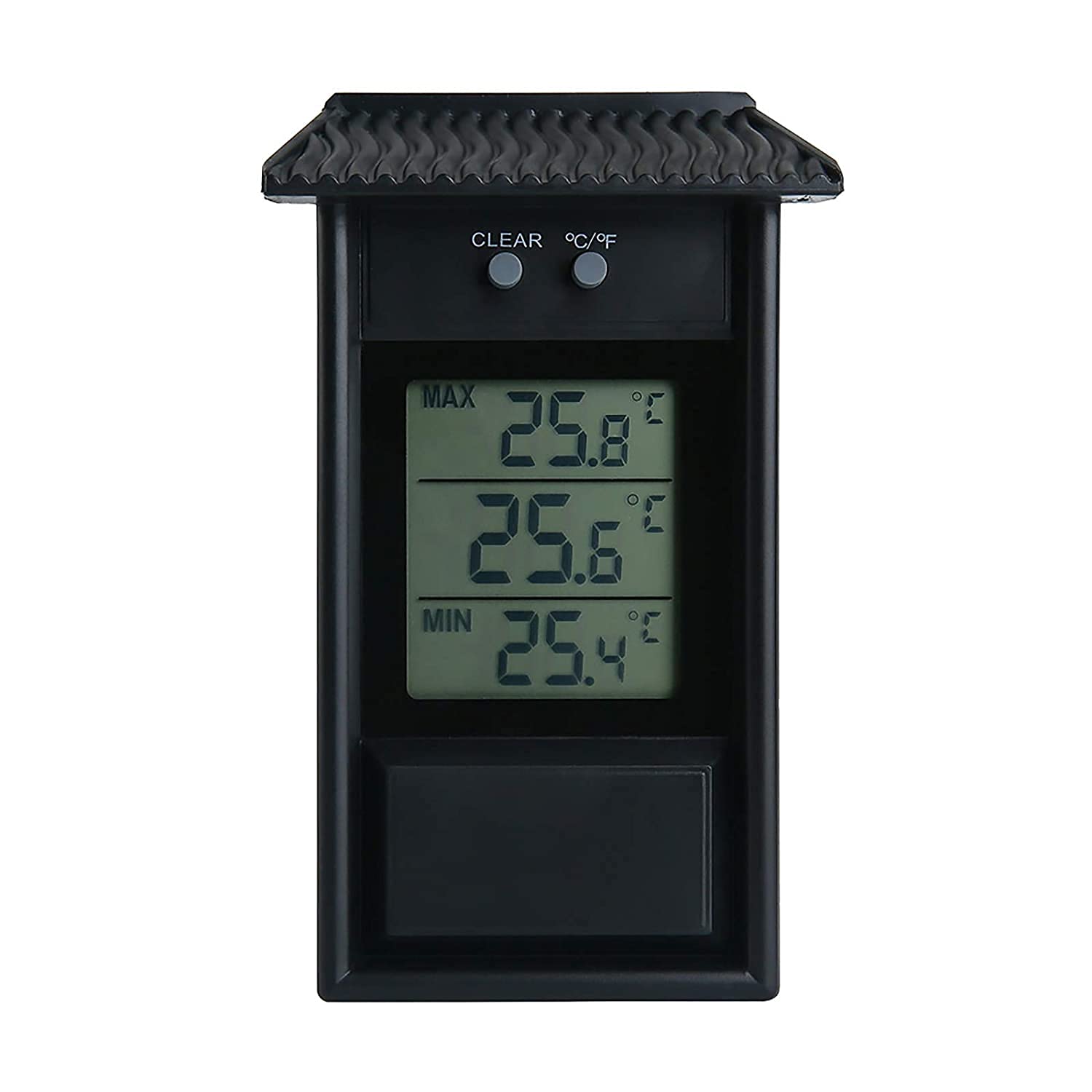 **Digital Max Min Greenhouse Thermometer - Indoor/Outdoor Temperature Monitor with Hook & Hole for Wall Mounting - Perfect for Home, Garden, Greenhouse, and Plant Nurseries (Black)**