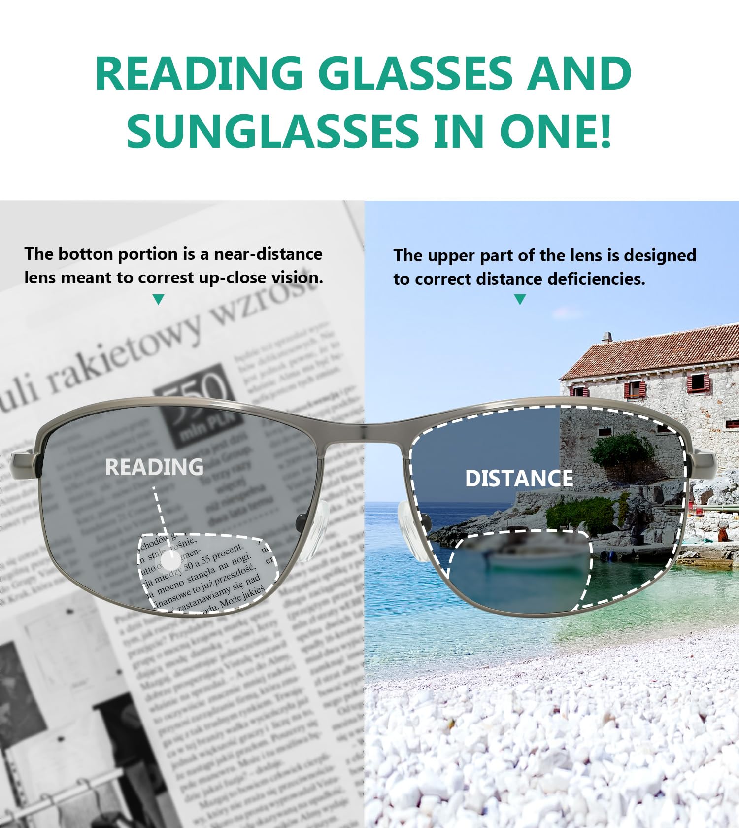 Eyekepper Bifocal Sunglasses for Men & Women - Polarized Reading Glasses with UV Protection - Perfect for Outdoor Activities, Driving, Fishing & Beach Use