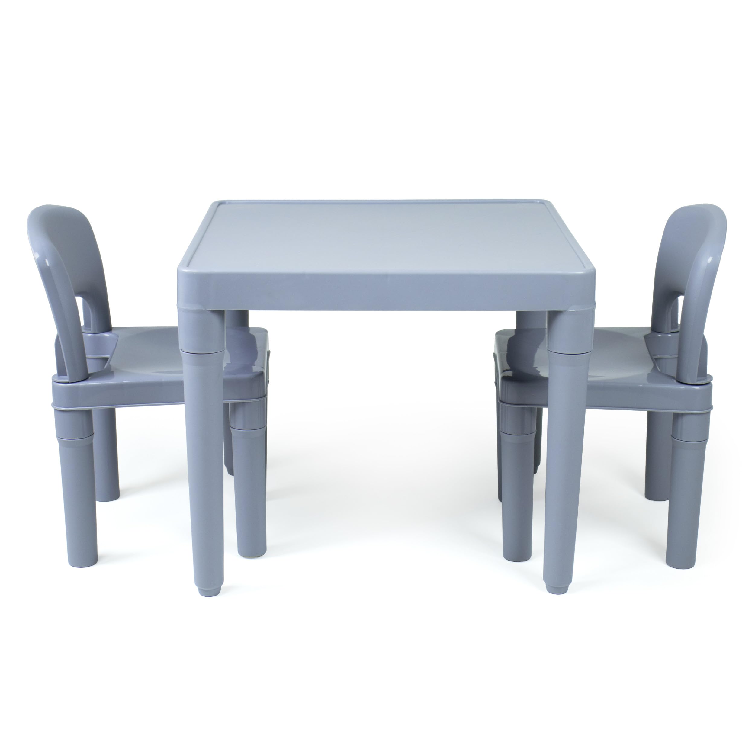 Humble Crew Kids Plastic Table and Chairs Set - Grey Children's Furniture for Playroom, Classroom & Indoor Activities - Durable Toddler Table with 2 Chairs for Arts, Crafts & Learning