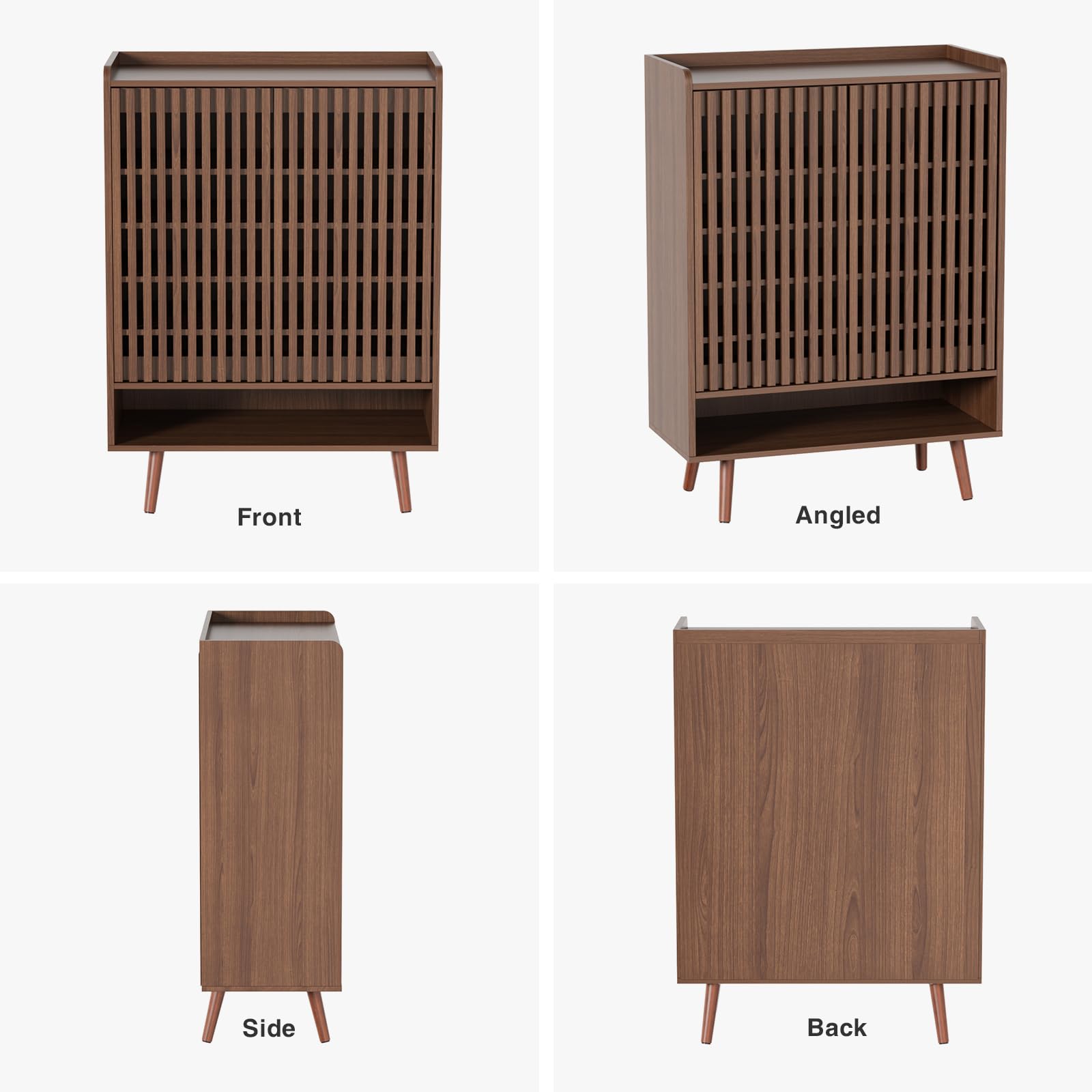 6-Tier Large Shoe Storage Cabinet with Doors - Holds Up to 24 Pairs of Shoes, Adjustable Shelves Freestanding Entryway Organizer for Hallway, Closet & Living Room (Walnut Finish) - Perfect for Small Spaces & Shoe Lovers