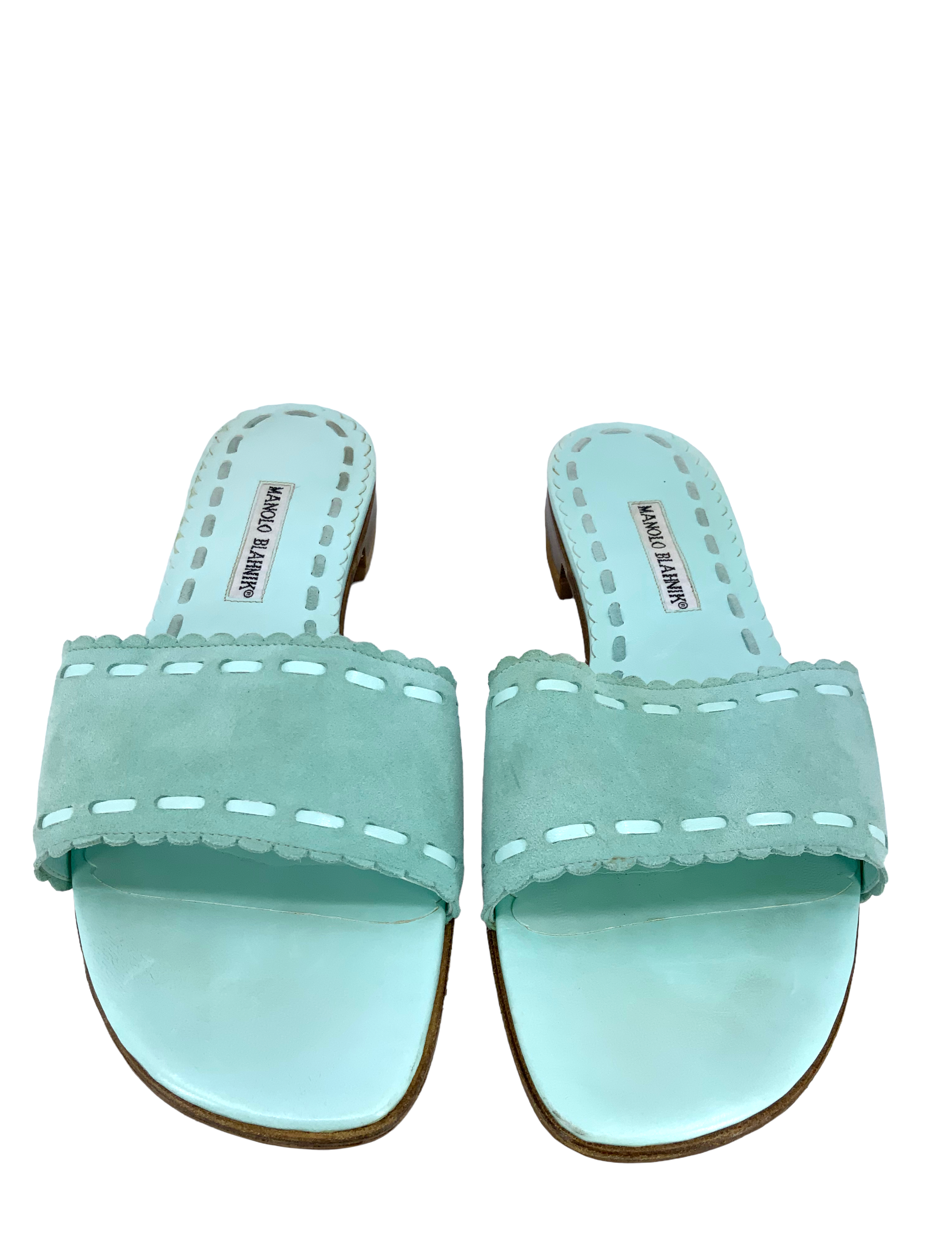 Manolo Blahnik Suede Slide Sandals for Women - Size 11 | Comfortable Summer Open-Toe Shoes | Perfect for Beach, Vacation & Casual Outings