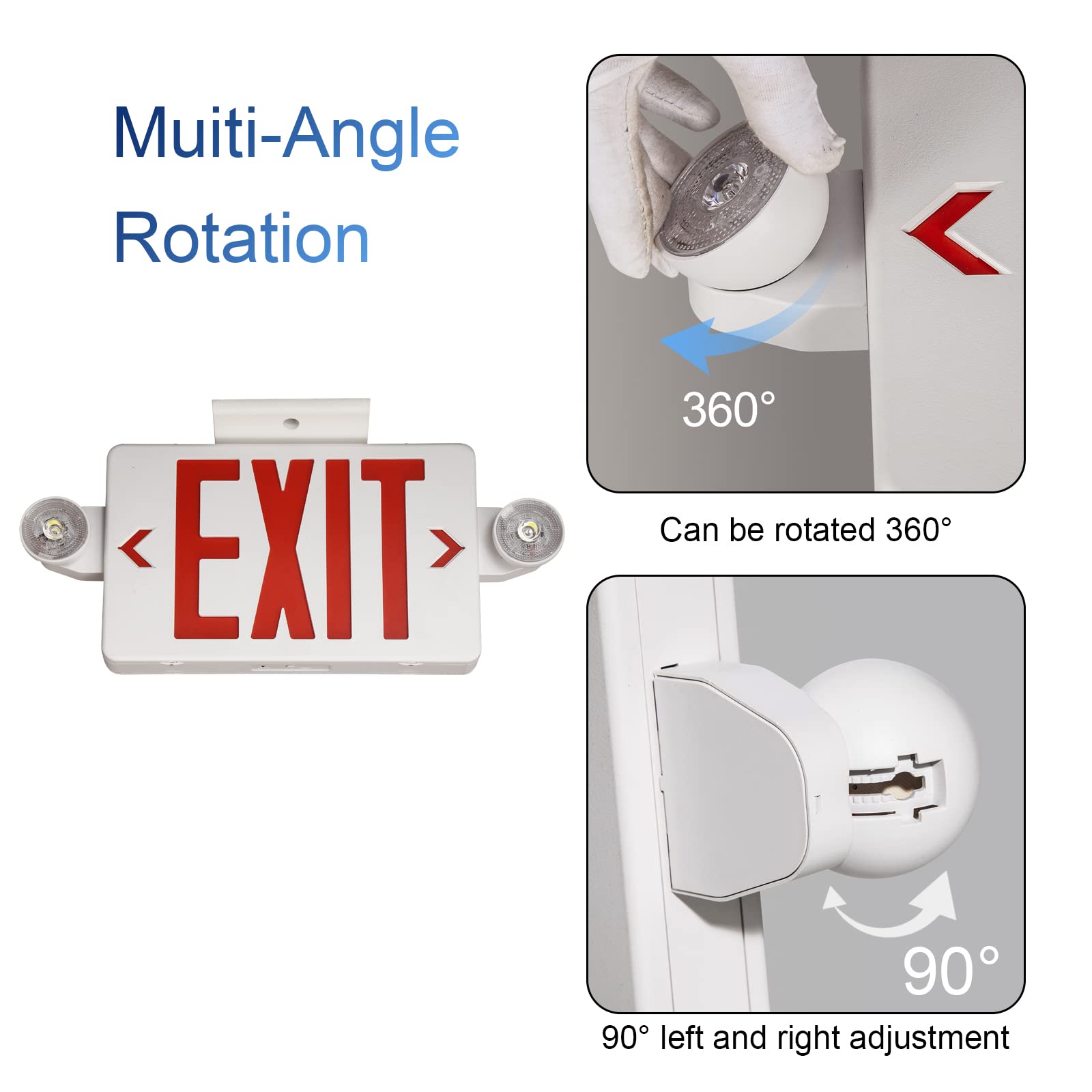 UL 924 Certified LED Emergency Exit Sign with Battery Backup - Red Exit Light for Commercial Buildings, AC 120/277V - Ideal for Offices, Warehouses & Public Spaces (1 Pack)