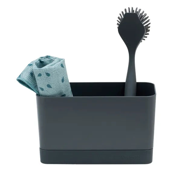 Dark Grey Sink Organizer - Kitchen Sink Storage Tray for Sponges, Soap & Utensils - Perfect for Small Spaces & Clutter-Free Sinks
