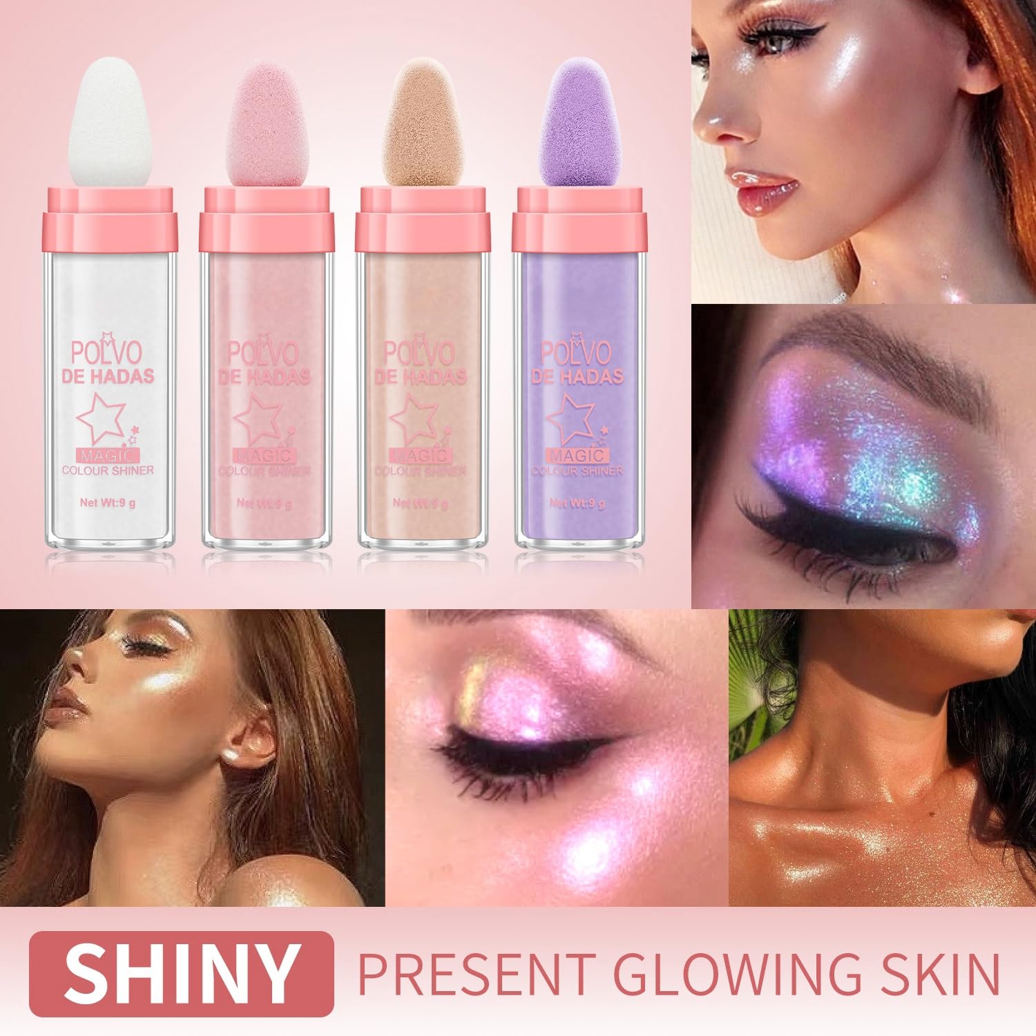 URQT Fairy Dust Highlighting Powder - Shimmering Pearlescent Glitter for Face, Body & Eyes | Vegan & Cruelty-Free Makeup | Perfect for Halloween, Cosplay & Festival Glam (#01 White Moonbeam)