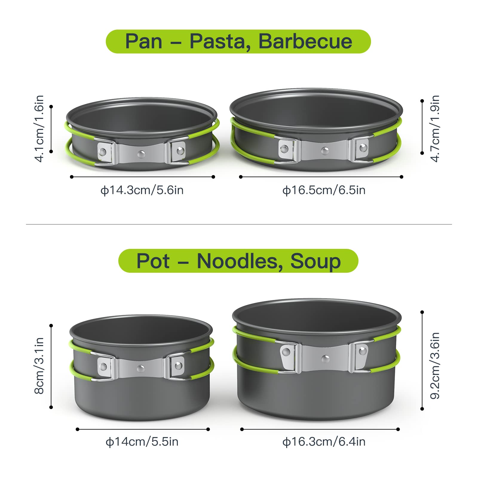 Lixada 11PCS Non-Stick Lightweight Camping Cookware Set - Portable Pot Pan Bowls Mess Kit for Outdoor Camping, Backpacking, Hiking & Picnic | Perfect for Campfire Cooking, RV Trips & Outdoor Adventures