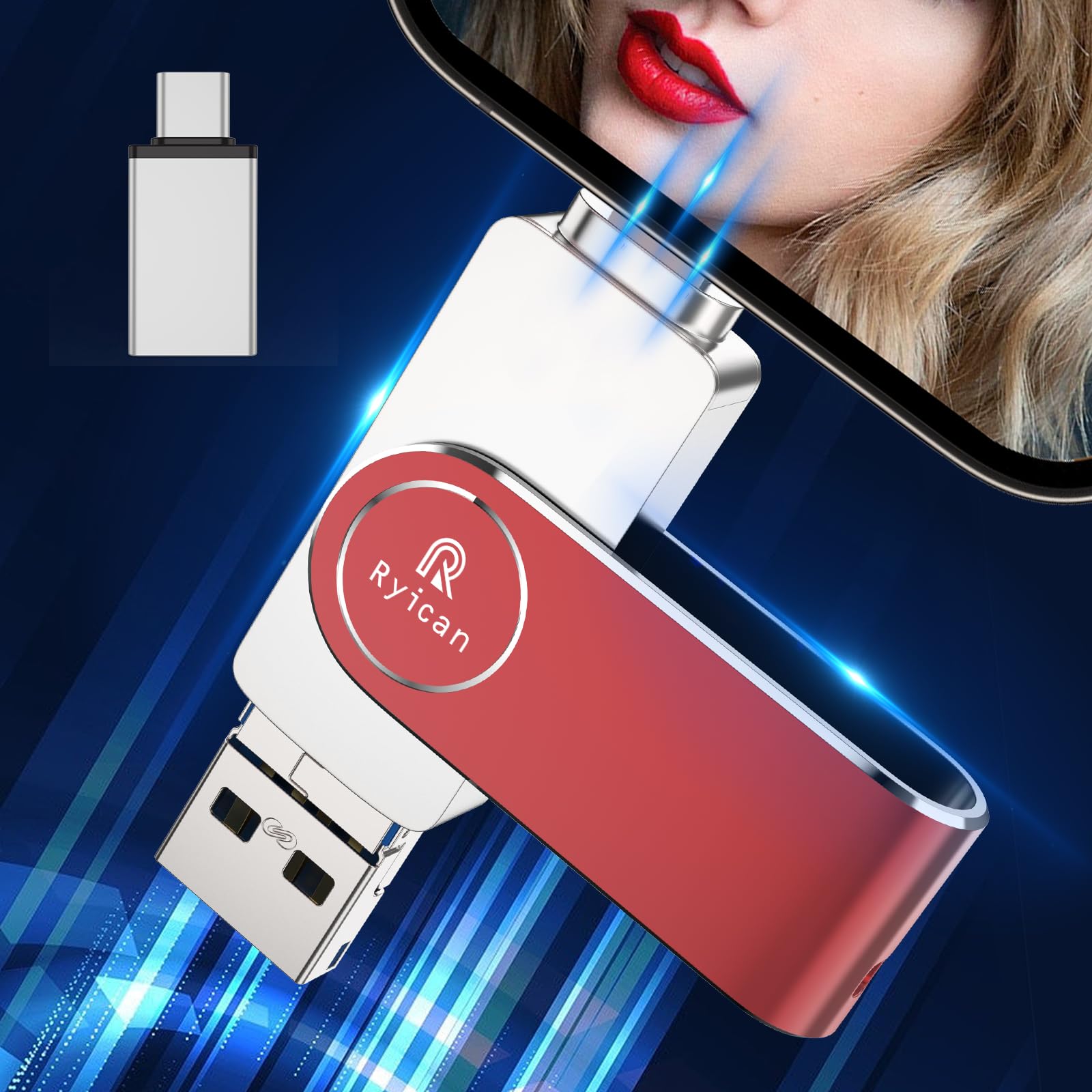 512GB USB 3.0 Flash Drive for iPhone & Android - High-Speed 4-in-1 Photo Stick with USB-C/USB-A - Compatible with iOS, PC, Mac, Laptop, Tablet - One-Click Backup for Photos & Videos - Perfect for Travel, Work & School File Storage