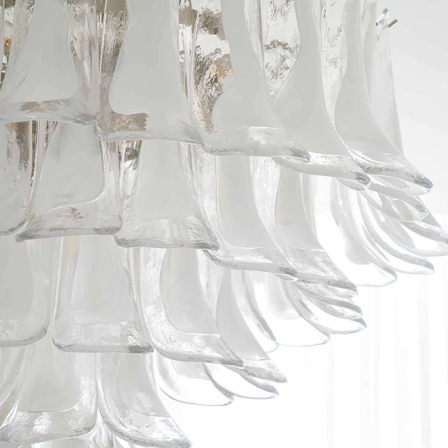 Handmade Murano Glass Leaf Ceiling Light Fixture - Italian Artisan Crystal Chandelier for Dining Room & Bedroom Decor