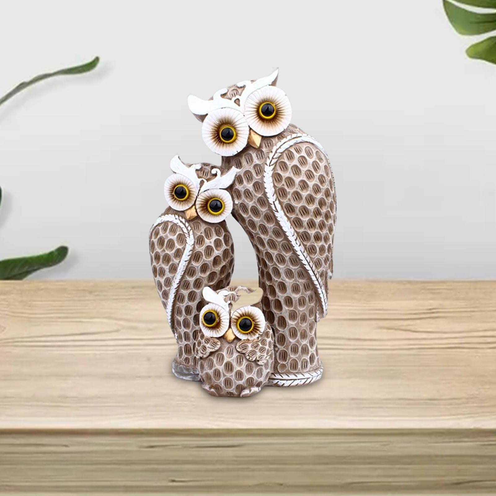 Resin Owl Family Figurines - Handcrafted Home Decor Statues for Owl Lovers, Wedding Gifts & Housewarming Presents - Cute Animal Models for Apartment Nightstands, Bookshelves & Bar Countertops (Brown) | Perfect for Living Room Decor, Baby Nursery & Office Desk Accessories
