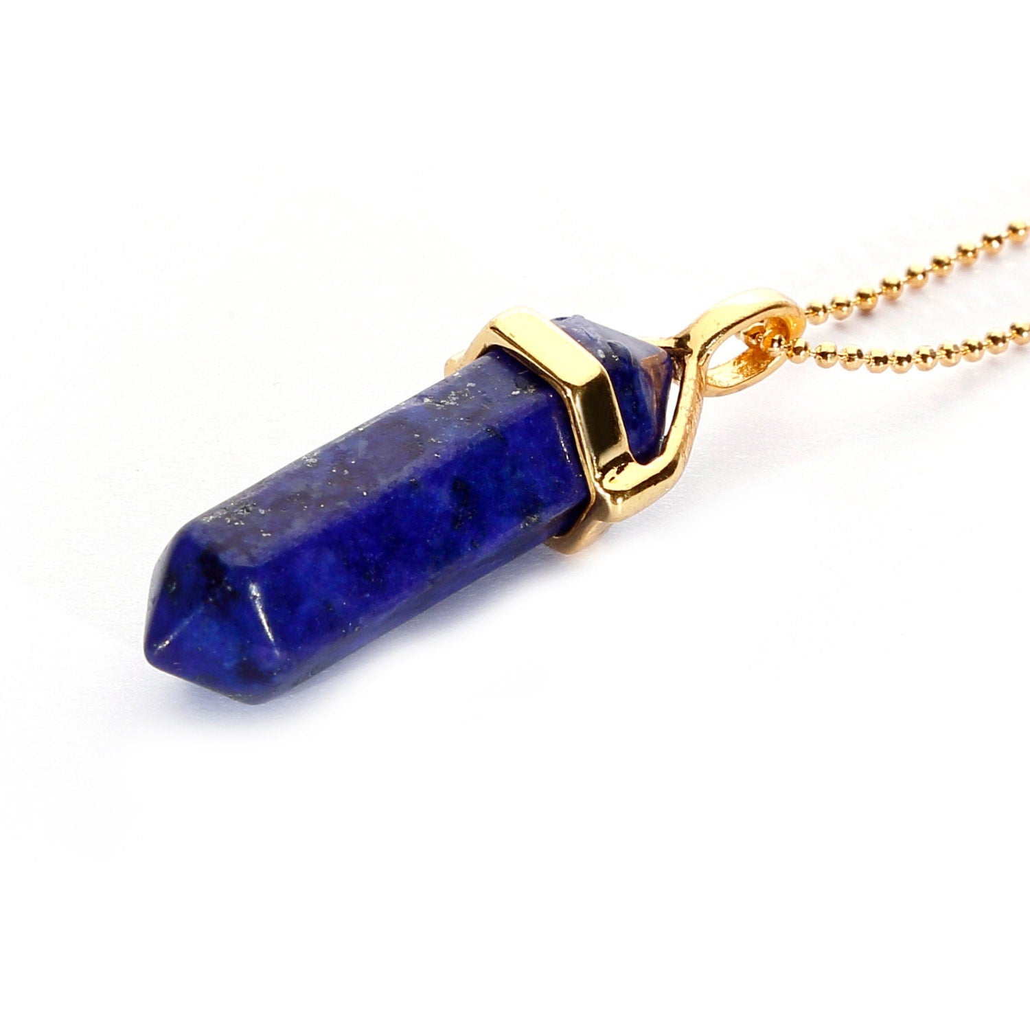 5 Pack Healing Crystal Pendant Necklace Set - 40x8mm Gold Chain with Yellow Tiger Eye, Aventurine, Lapis Lazuli, Rose Quartz & Amethyst | Chakra Balancing, Meditation & Spiritual Gift for Women