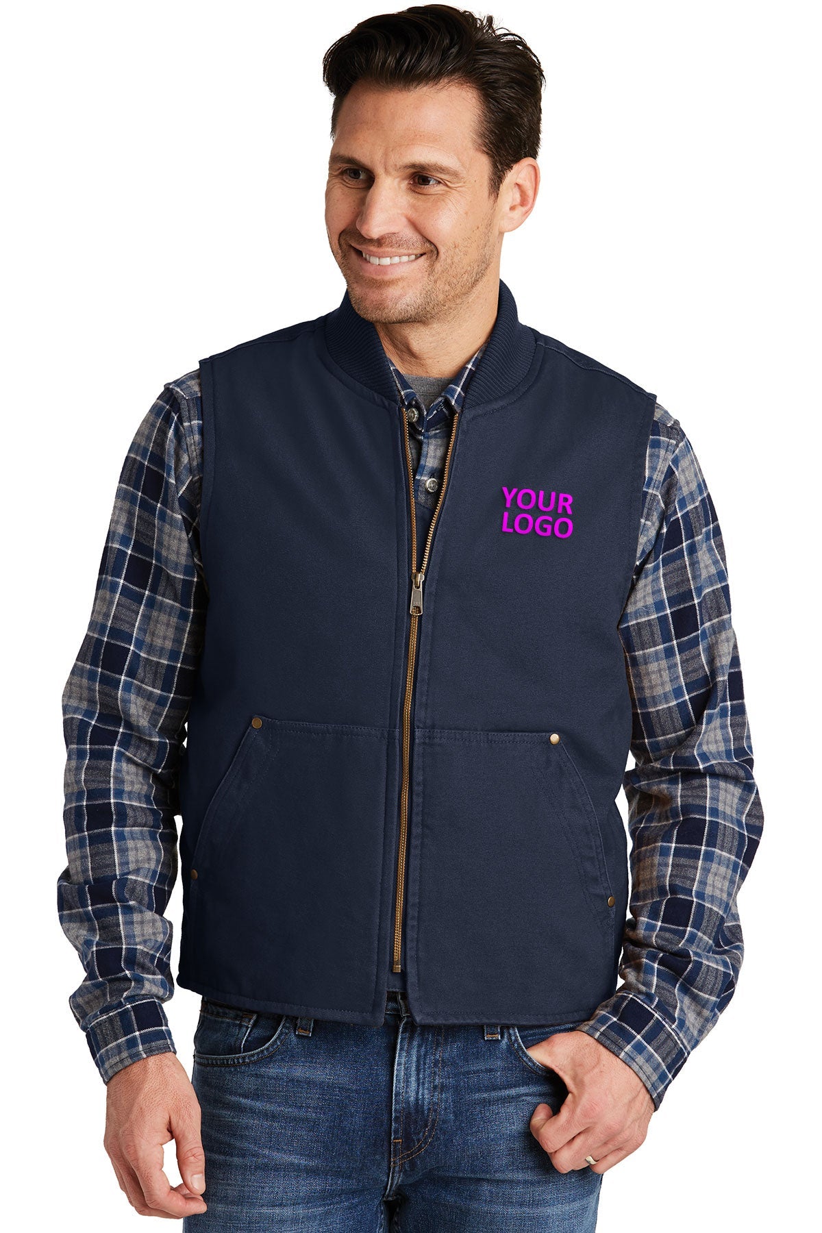 CornerStone Washed Duck Cloth Vest for Men - Navy Blue Workwear Jacket for Outdoor Activities, Hiking, and Casual Wear