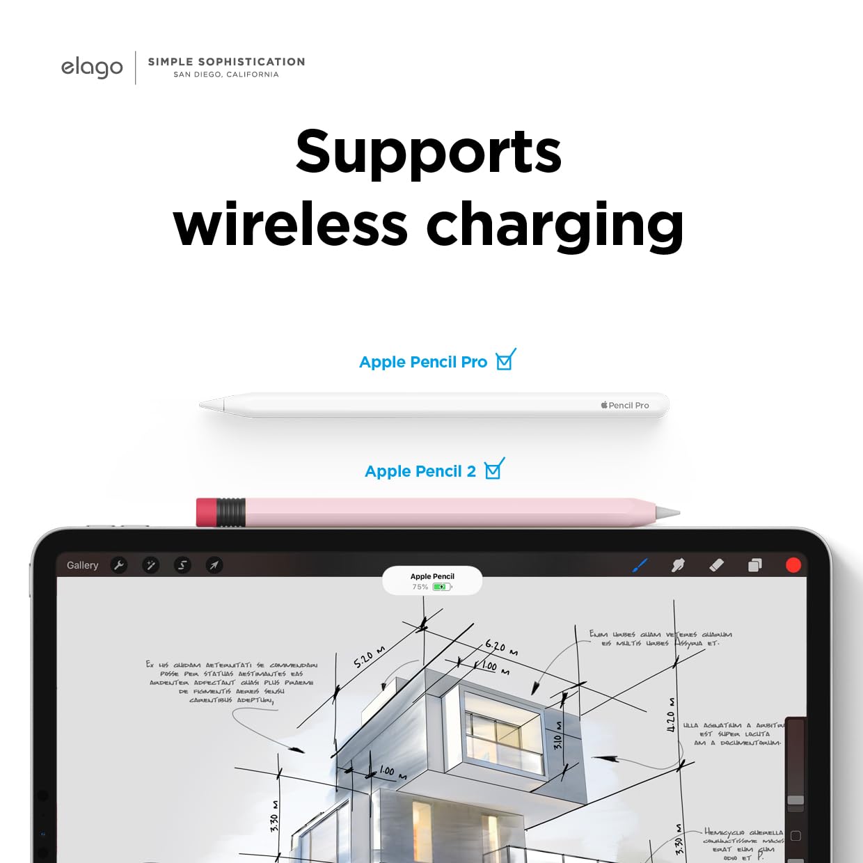 elago Classic Apple Pencil Pro & 2nd Gen Case - Magnetic Charging Compatible Protective Cover with Double Pressure Support | Perfect for Artists, Students & Professionals Using iPad for Drawing, Note-Taking & Digital Design