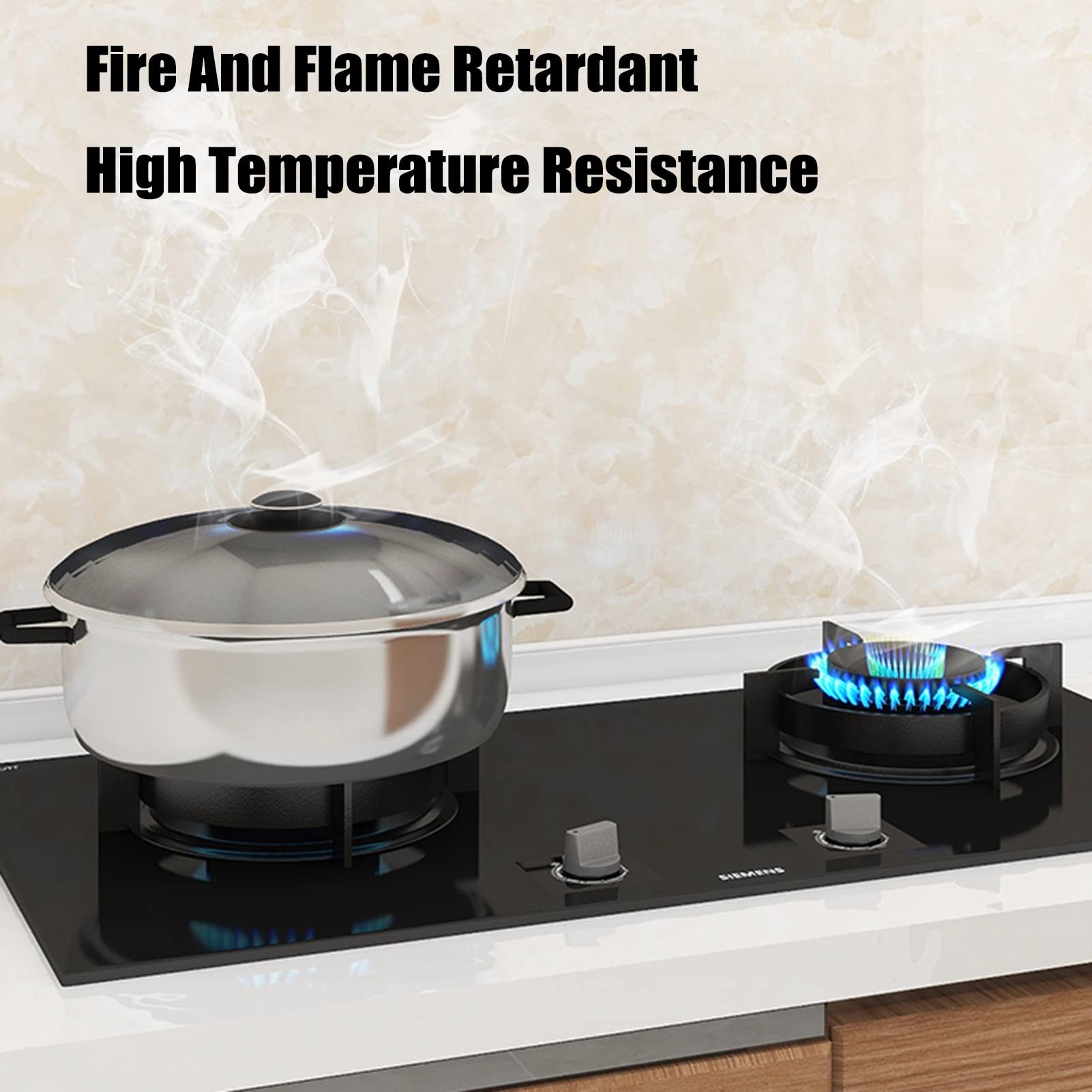 Oil Resistant Wall Stickers for Kitchen - Waterproof Self Adhesive Tile Wallpaper, Moisture Proof Furniture Decals with Fire & High Temperature Resistance (0.6x10m) - Perfect for Backsplash, Countertops, Cabinets & Home Renovation