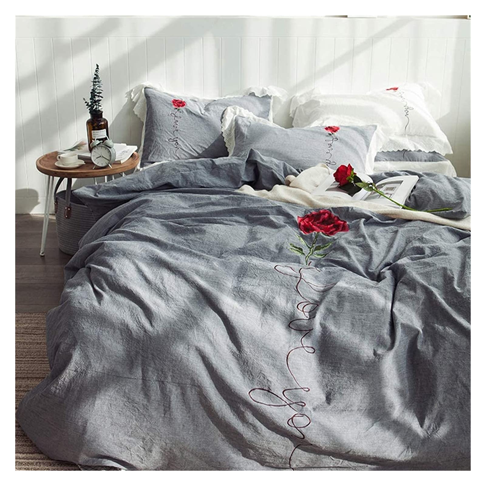 Premium Washed Linen Duvet Cover Set - Queen/King Size (220×240cm) with 4 Pillowcases | Soft & Breathable Bedding for Home & Hotel Use | Perfect for Cozy Nights & Luxury Bedroom Decor