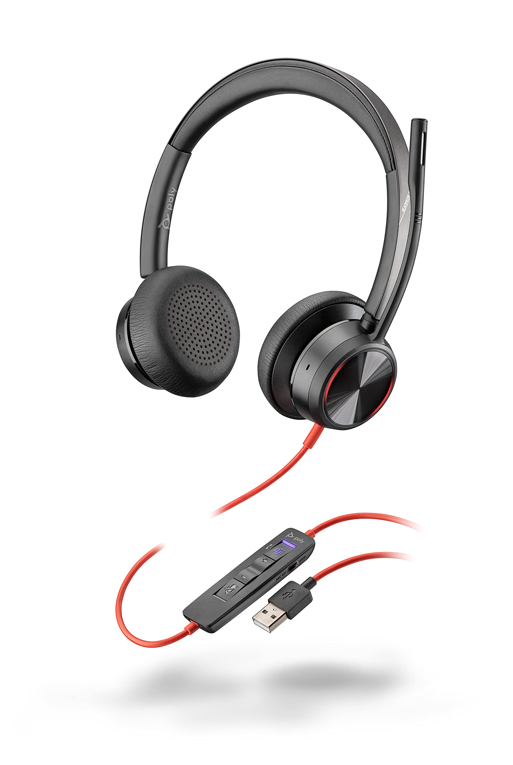 Plantronics Blackwire 8225 Wired USB Headset with Boom Mic - Stereo Computer Headset with Active Noise Canceling - Certified for Microsoft Teams & Zoom - Perfect for Remote Work, Online Meetings & Call Centers