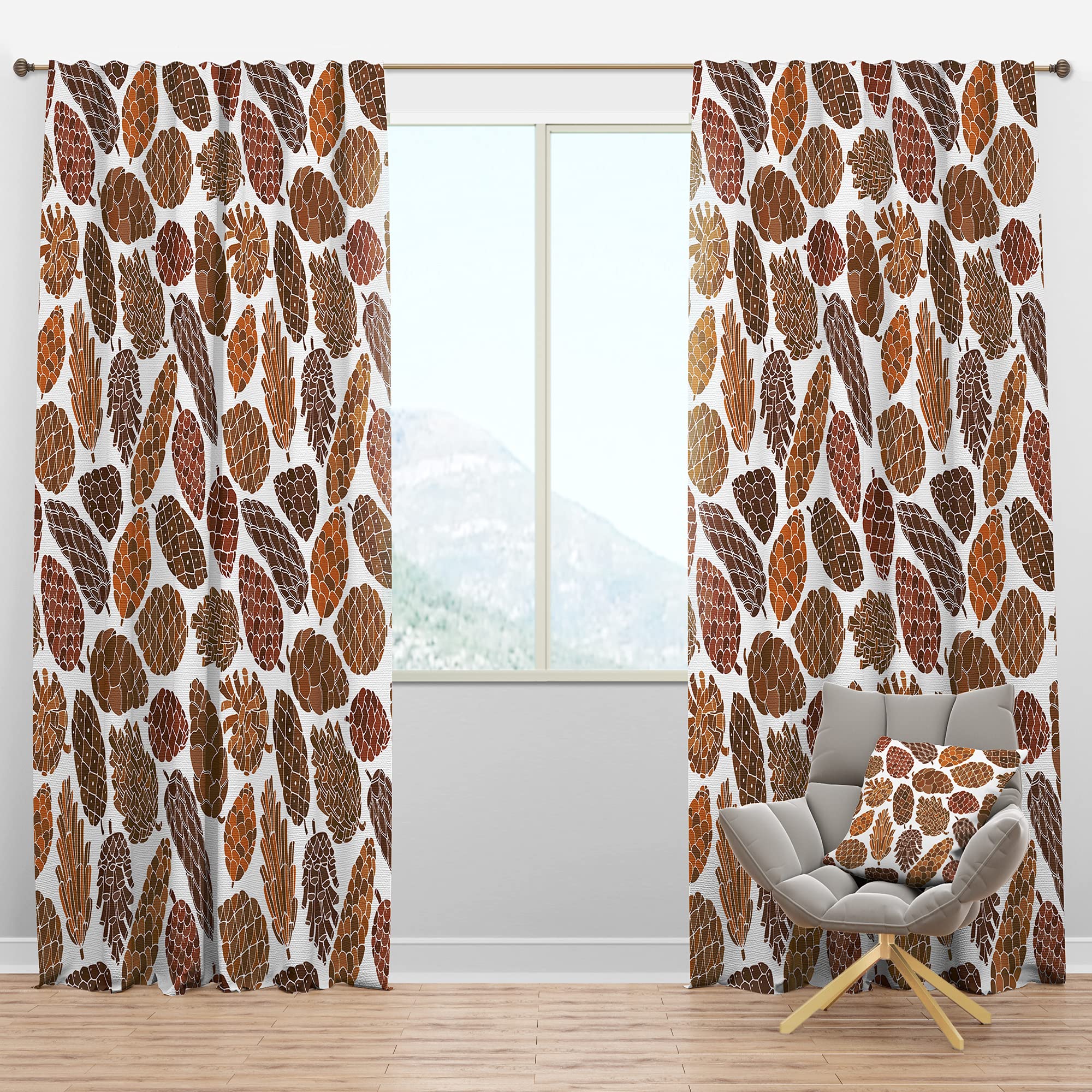 Pine Cones Blackout Curtains - Thermal Insulated Room Darkening Drapes for Bedroom & Living Room - 52x108 Single Panel - Perfect for Home Theater, Nursery & Light Sleepers