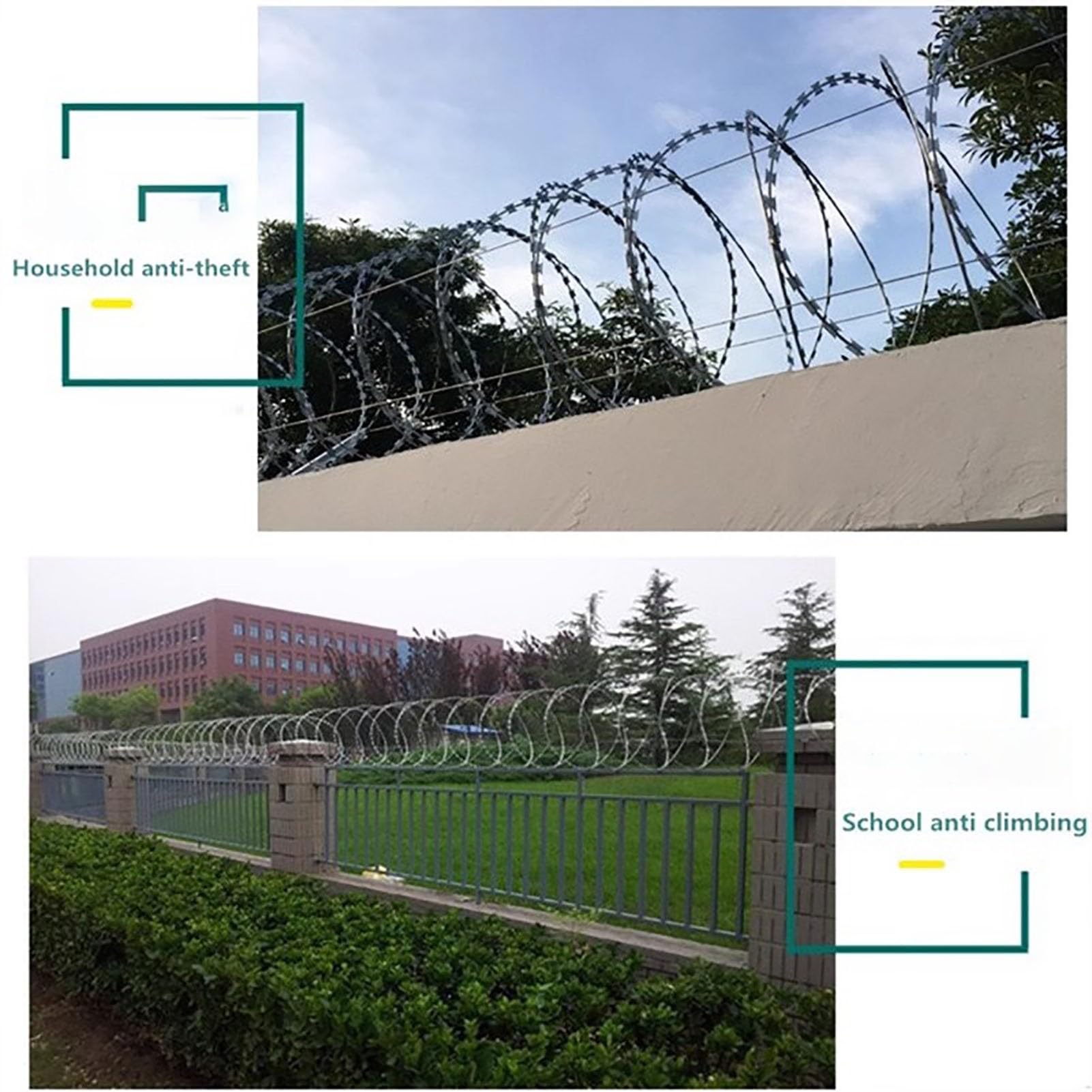 Double Spiral Razor Wire - Galvanized Steel Barbed Wire, Concertina Razor Tape for Garden/Patio Security Fence - 10m/33ft - Durable Protection for Home, Farm & Industrial Use