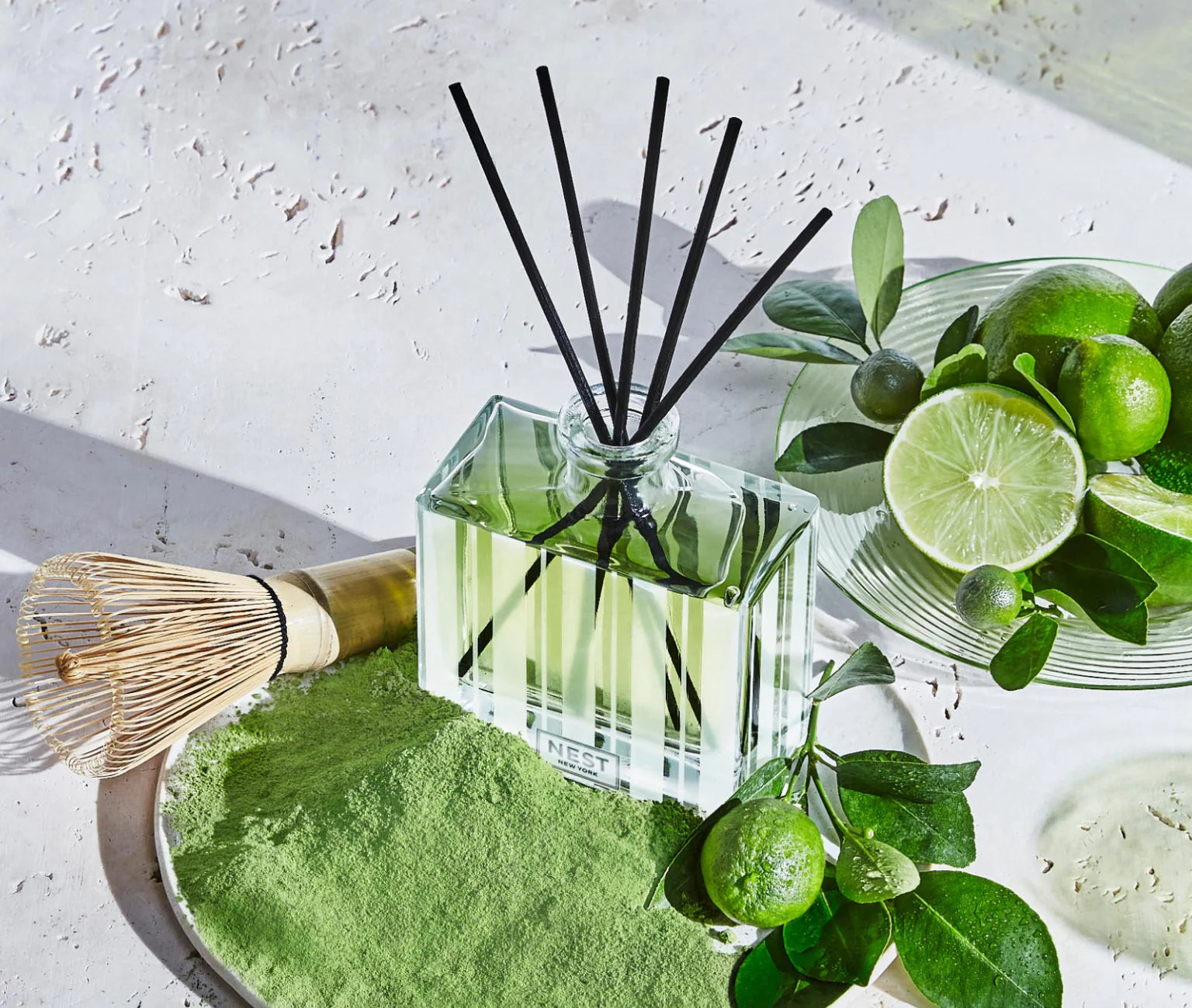 Nest Lime Zest & Matcha Reed Diffuser - Refreshing Home Fragrance Oil Set for Living Room, Bedroom & Bathroom - Long Lasting Aromatherapy for Relaxation & Stress Relief