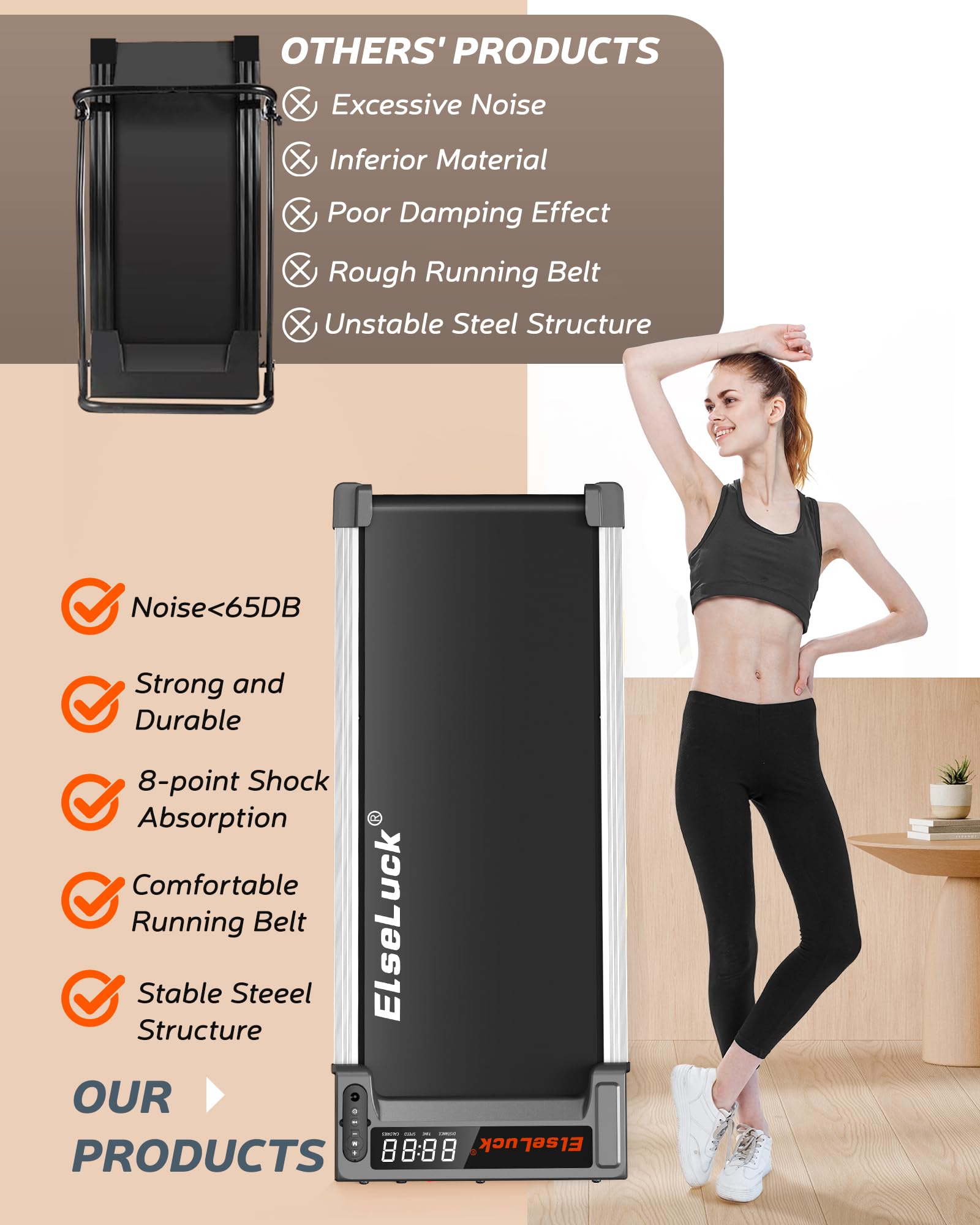 Elseluck 2-in-1 Under Desk Treadmill with Remote Control - Portable Walking Pad for Home & Office Use, LED Display Jogging Machine - Perfect for Workouts, Small Spaces & Home Office Fitness