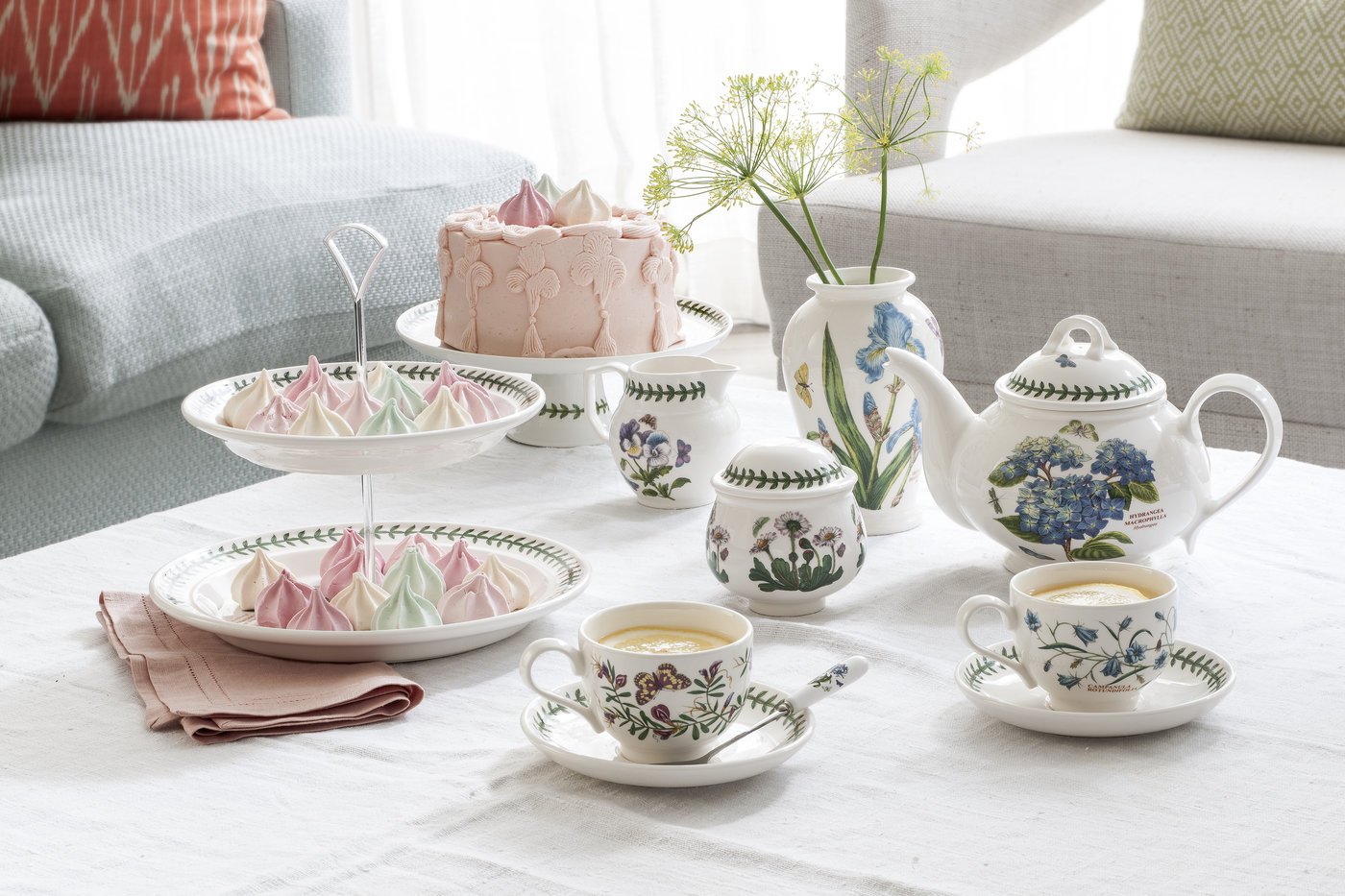 Portmeirion Botanic Garden 10oz Teacup and Saucer Set of 6 - Assorted Floral Designs Fine Earthenware Tea Cups - Chip Resistant, Dishwasher & Microwave Safe - Made in England - Perfect for Afternoon Tea, Bridal Showers & Elegant Dining