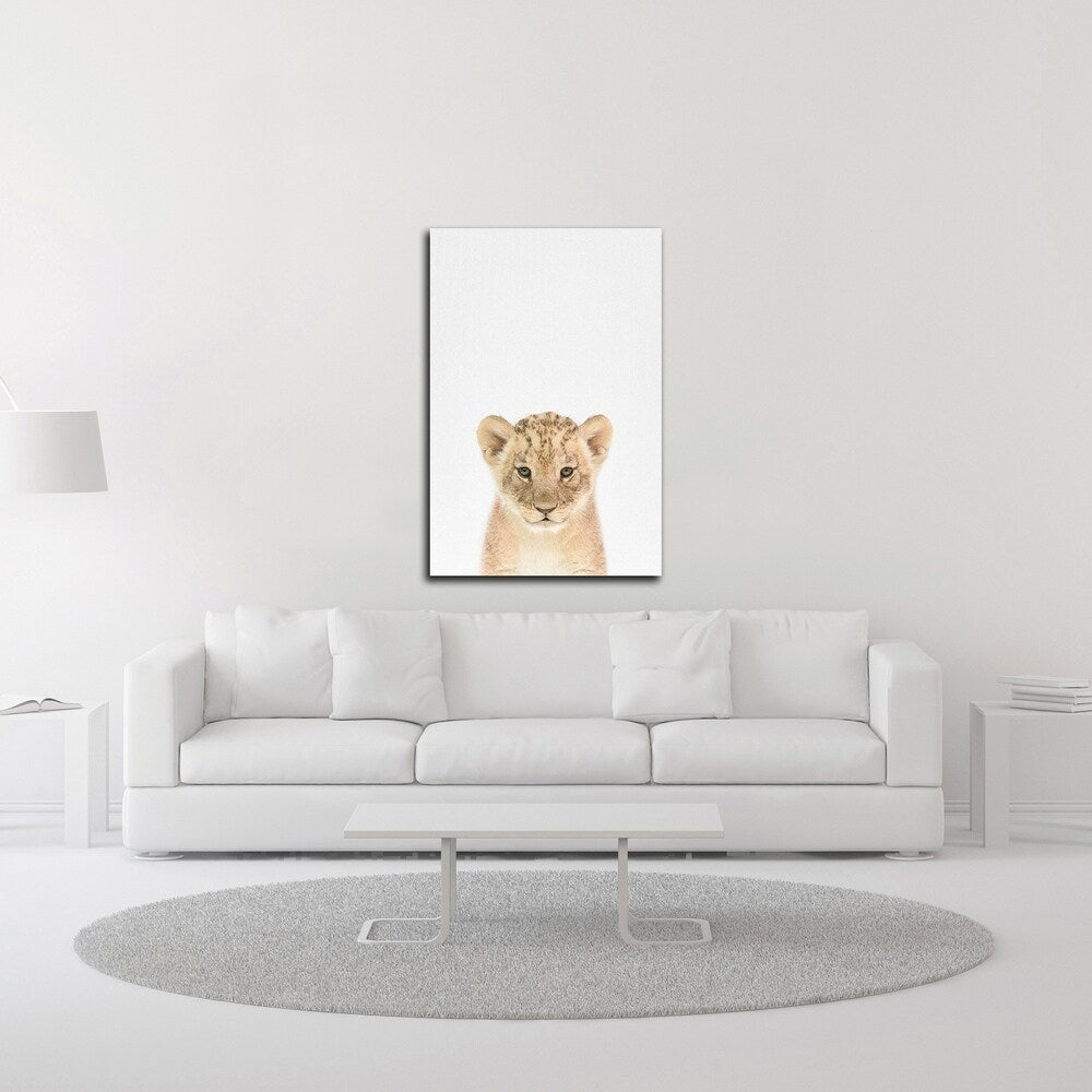 Baby Lion Canvas Print by Tai Prints - Ready to Hang Wall Art for Nursery, Kids Room & Home Decor