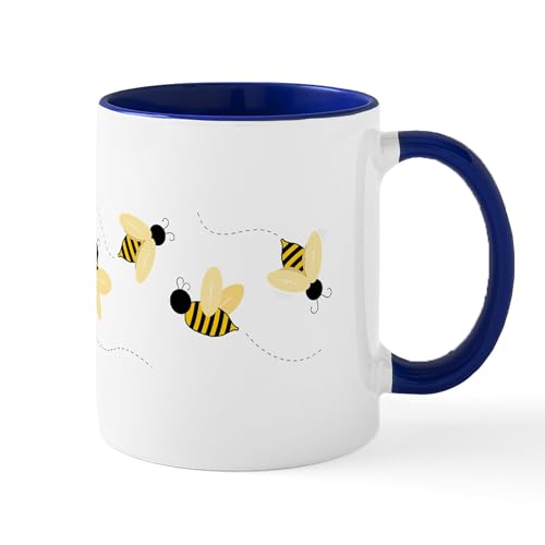 White/Navy Inside - Bumble Bees Mugs