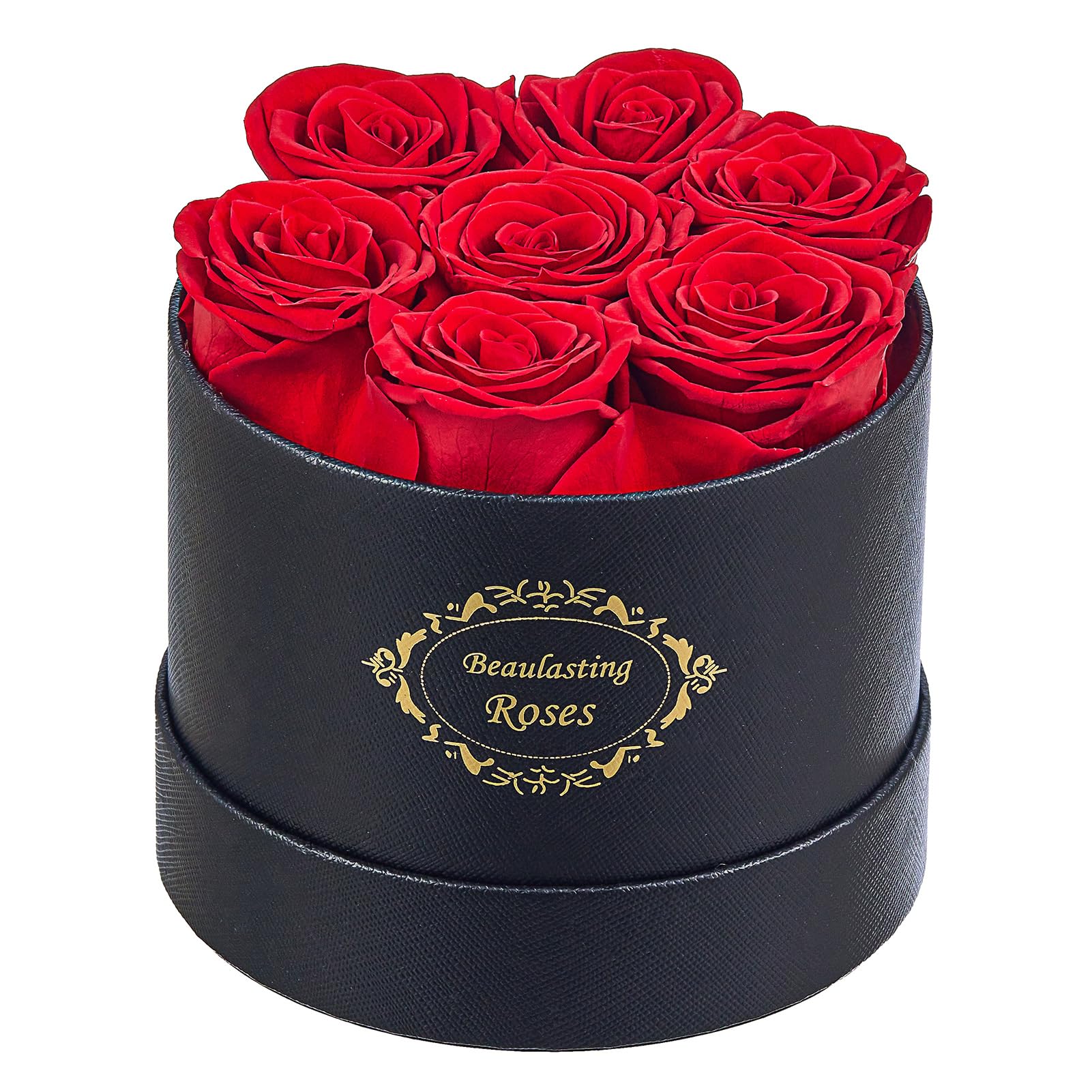 Beaulasting Long-Lasting Preserved Roses in Elegant Black Round Box - 1 Year Freshness, Perfect Gift for Anniversary, Birthday, Mother's Day, Valentine's Day - Romantic Home & Office Decor for Wife, Mom, Girlfriend